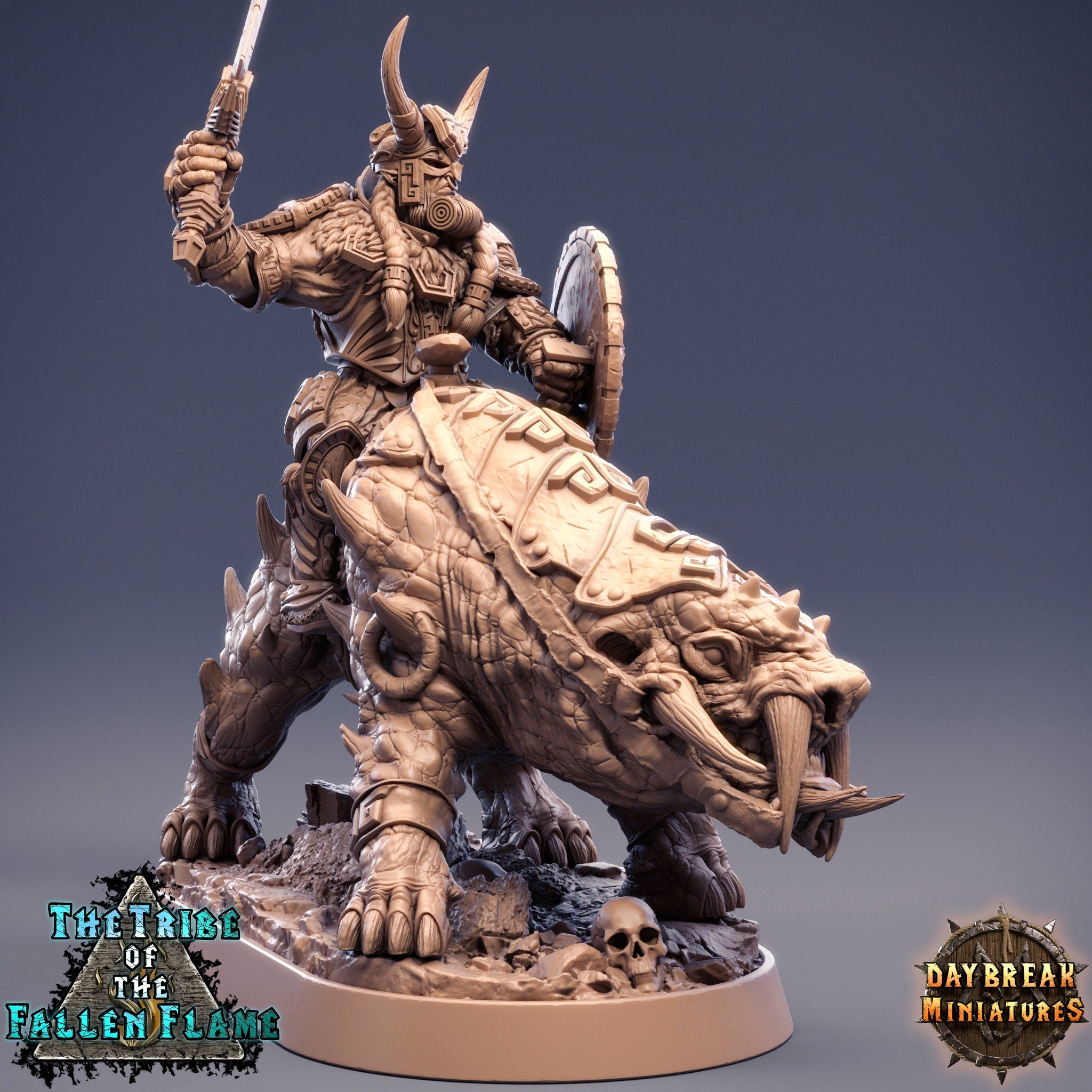 The Tribe Of The Fallen Flame - Homad the Shredder Tuskerbeast, quest for glory, DayBreak Miniatures, for Wargames, Dungeons & Dragons TTRPG