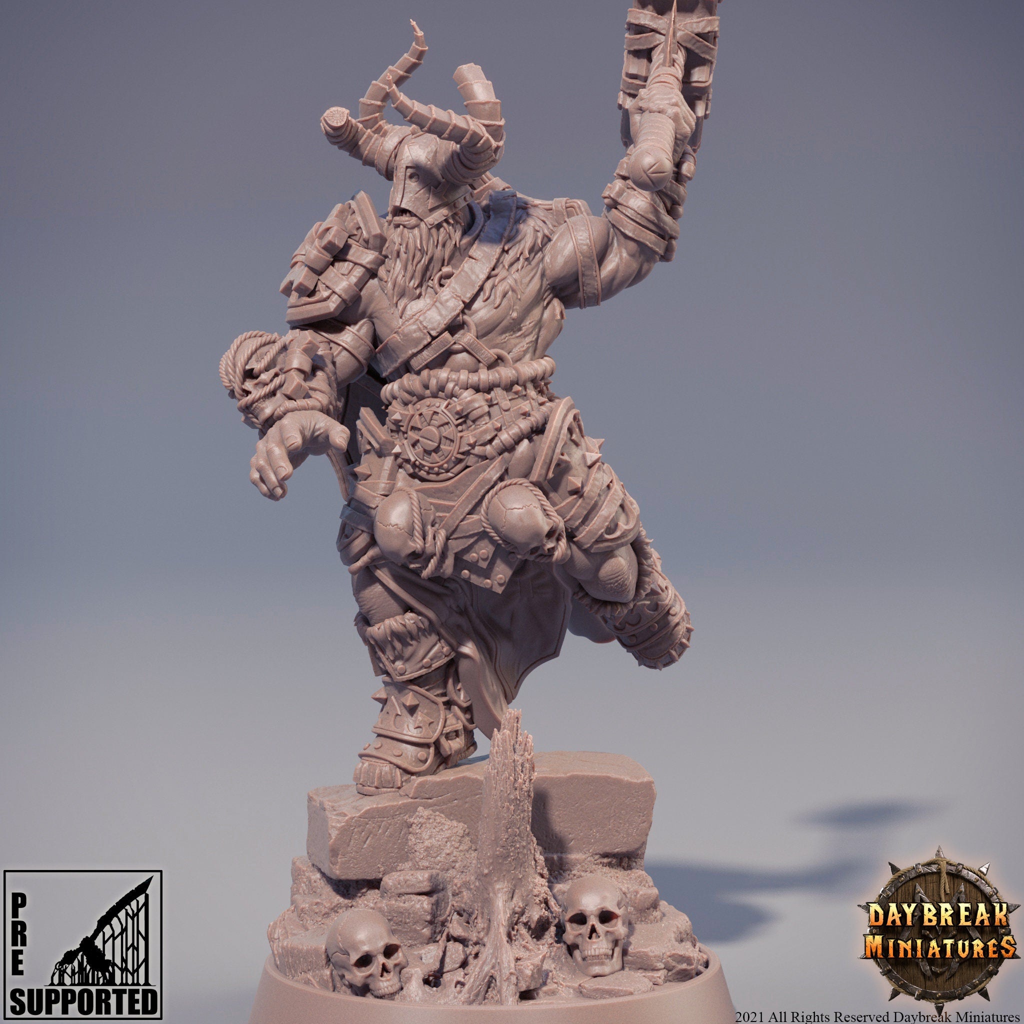 The Chaos Barbarians of Q - Preontz the Foreshadower, quest for glory, DayBreak Miniatures, for Wargames, Dungeons & Dragons TTRPG