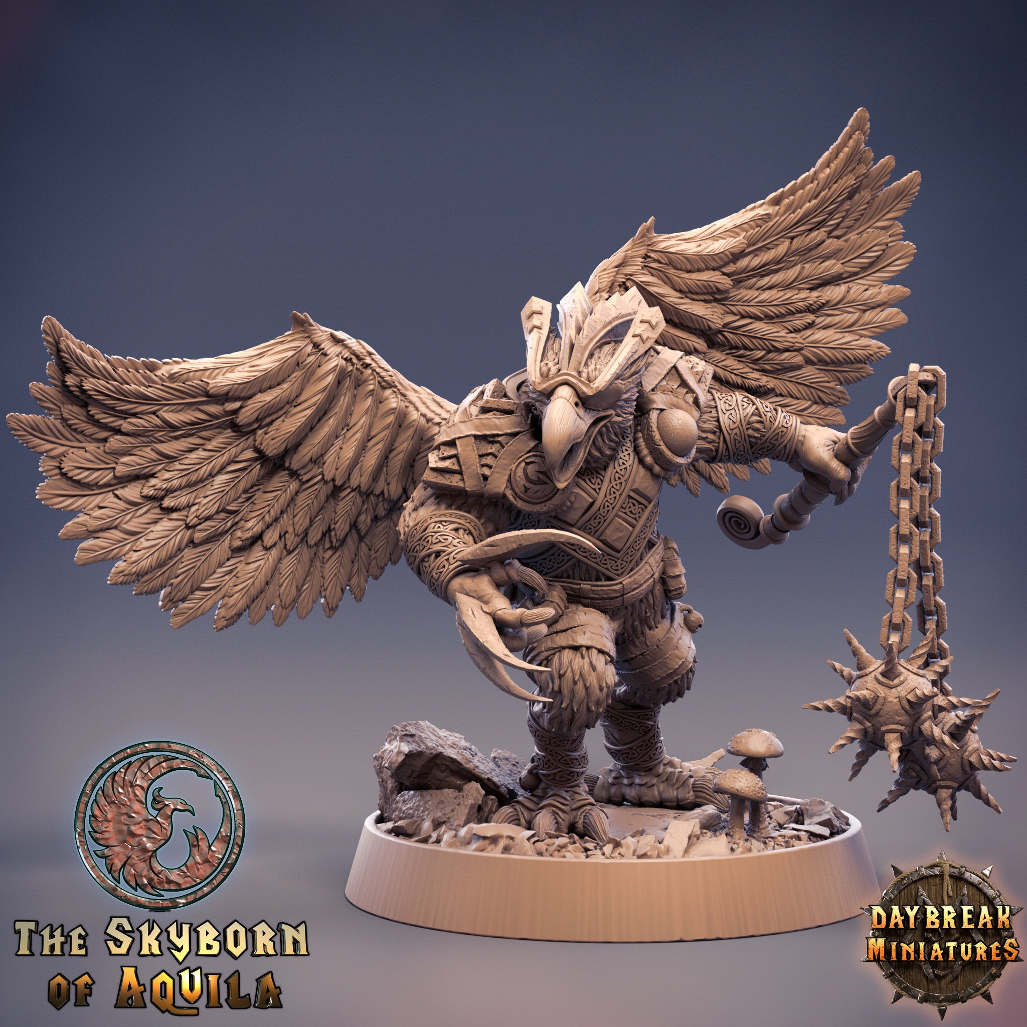 The Skyborn of Aquila - Prios Powerbeak, quest for glory, DayBreak Miniatures, for Wargames, Dungeons & Dragons TTRPG