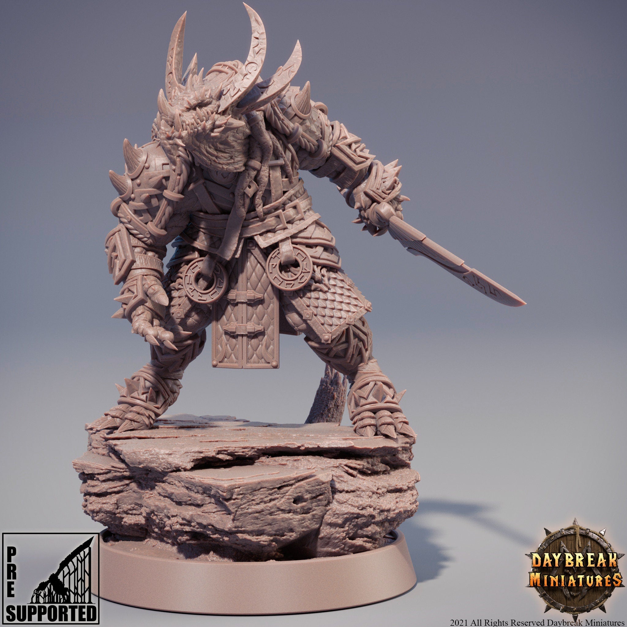 Dragonborn The Stoneborn of the Fire - Skullpiercer crossbow, quest for glory, DayBreak Miniatures, for Wargames, Dungeons & Dragons TTRPG