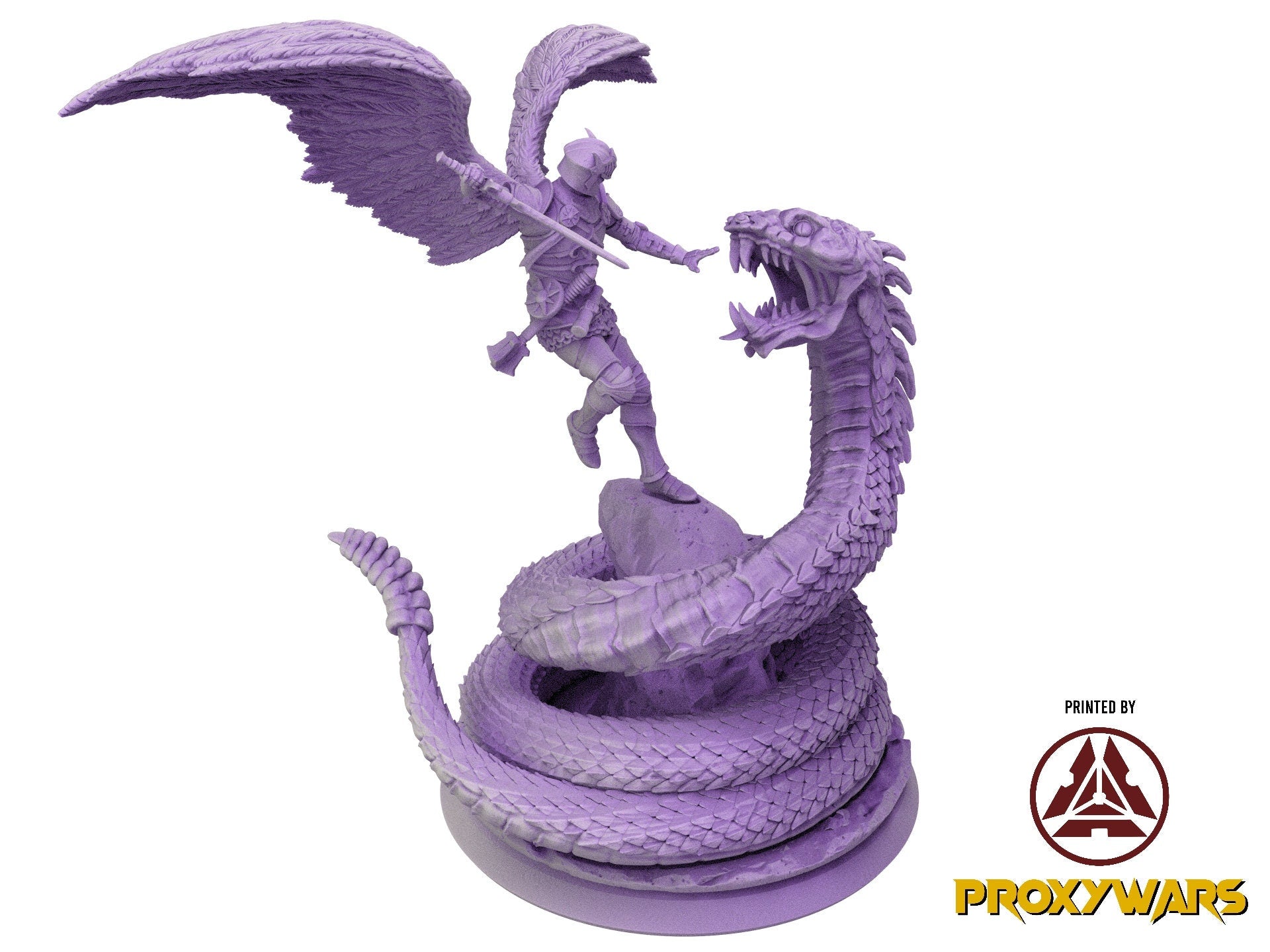 Welcome Back - Display - The Aasimar VS The Serpent (Large - 50 mm), quest for glory, Flesh of Gods, for Wargames, Dungeons & Dragons TTRPG