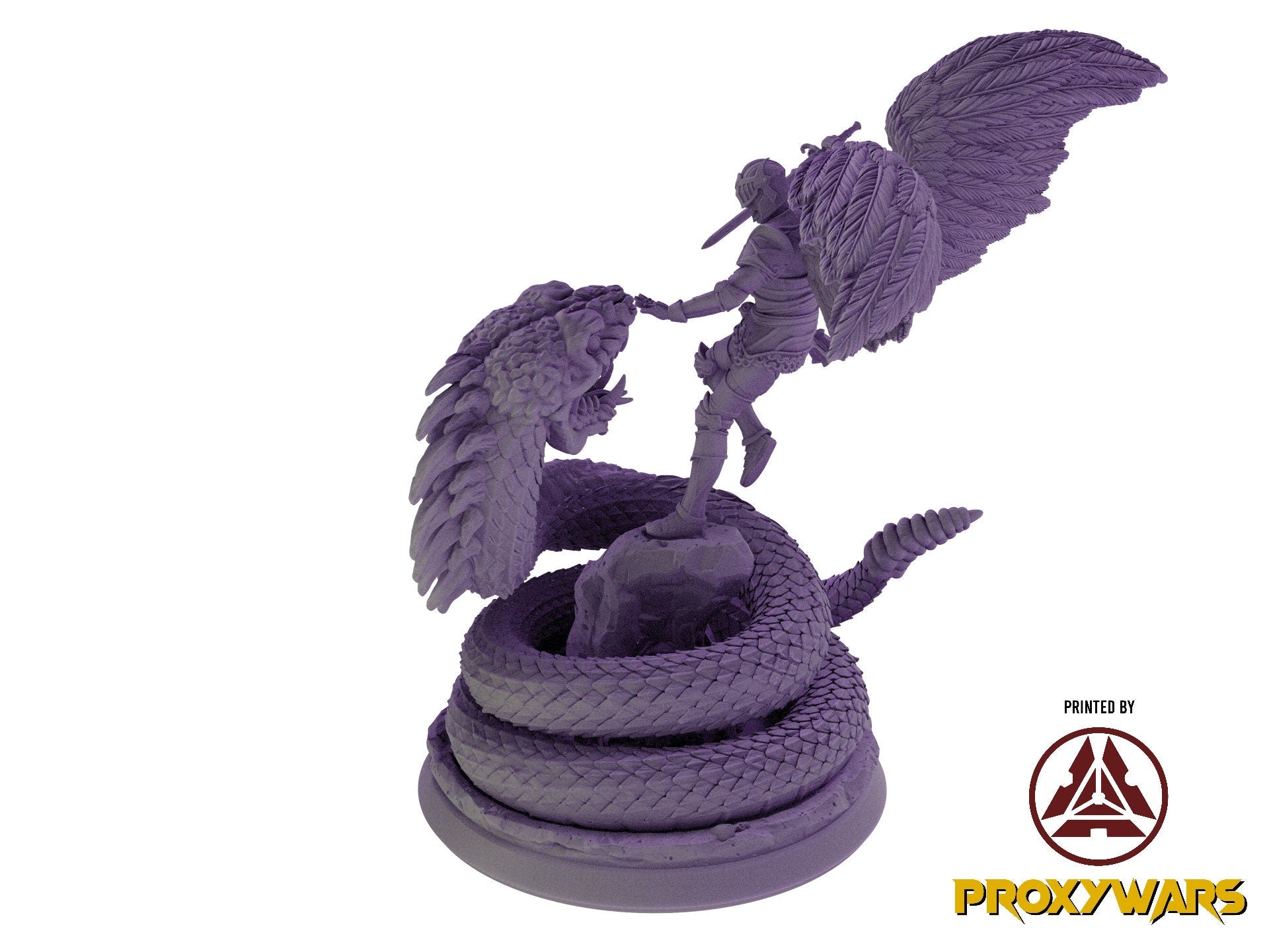 Welcome Back - Display - The Aasimar VS The Serpent (Large - 50 mm), quest for glory, Flesh of Gods, for Wargames, Dungeons & Dragons TTRPG