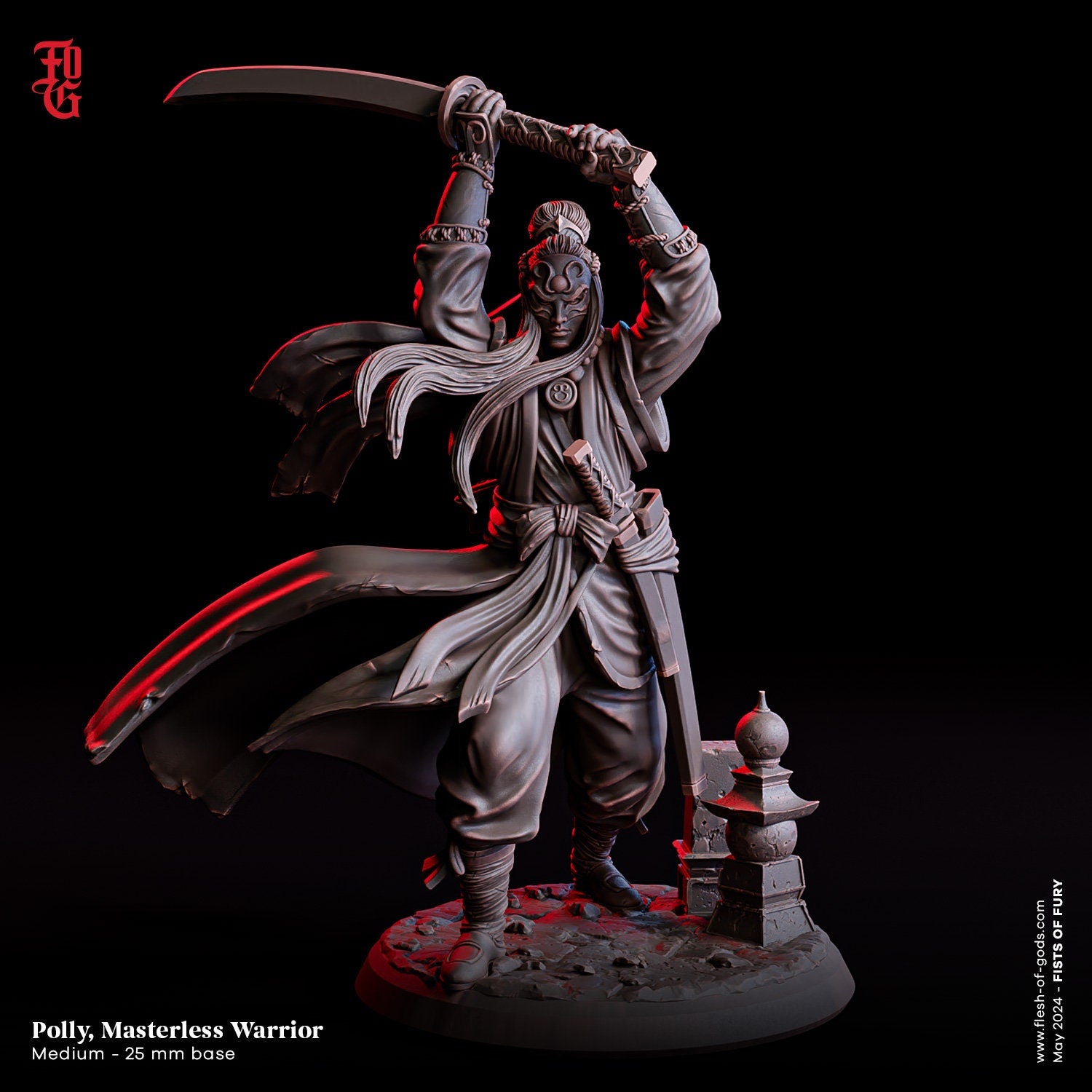 Fists Of Fury - Hero - Polly, Masterless Warrior 75mm, Flesh of Gods, for Wargames, Dungeons & Dragons TTRPG