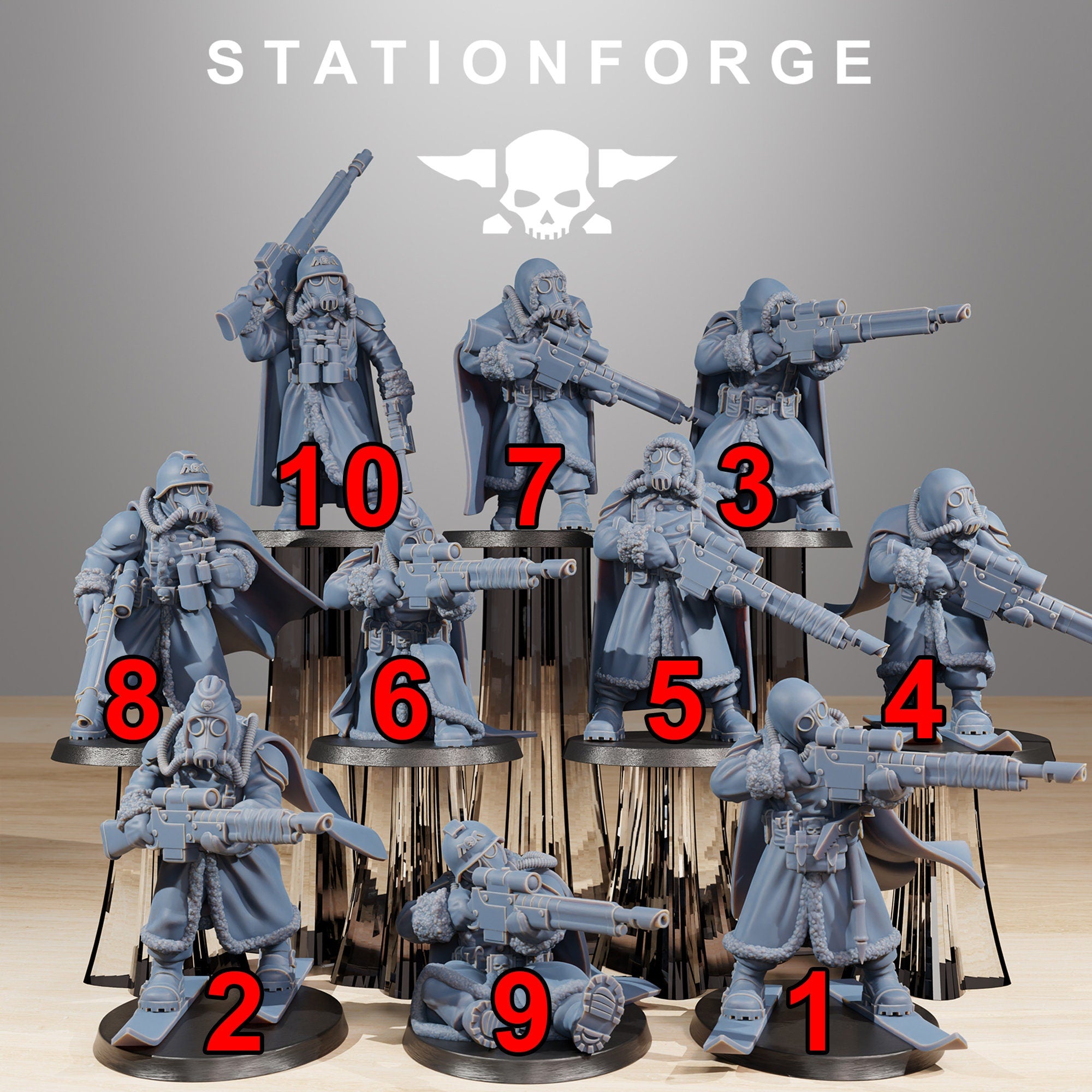 Grimguard - Snipers, mechanized infantry, post apocalyptic empire, usable for tabletop wargame.