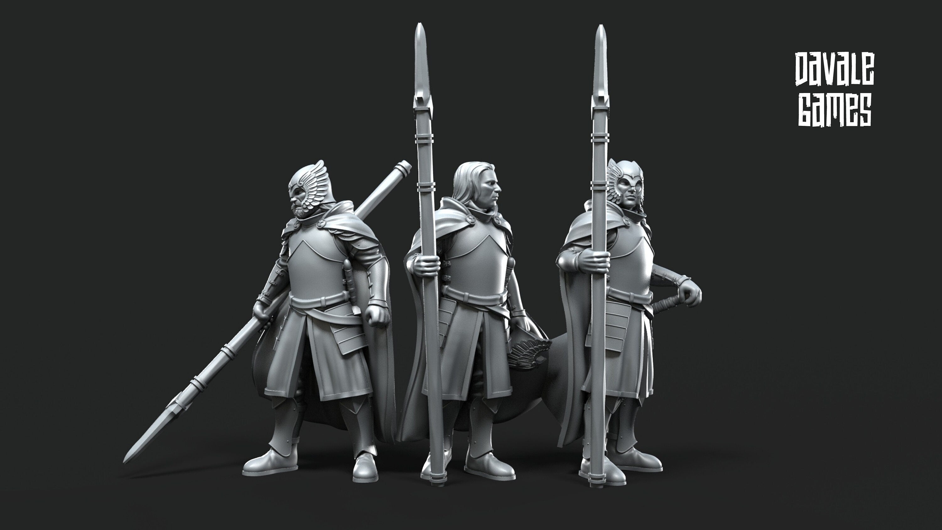 Gandor - Grey Castle Warriors with swords, Protectors of the Shire, Dune Din, Bowmen, Scouts miniatures for wargame D&D, Lotr...