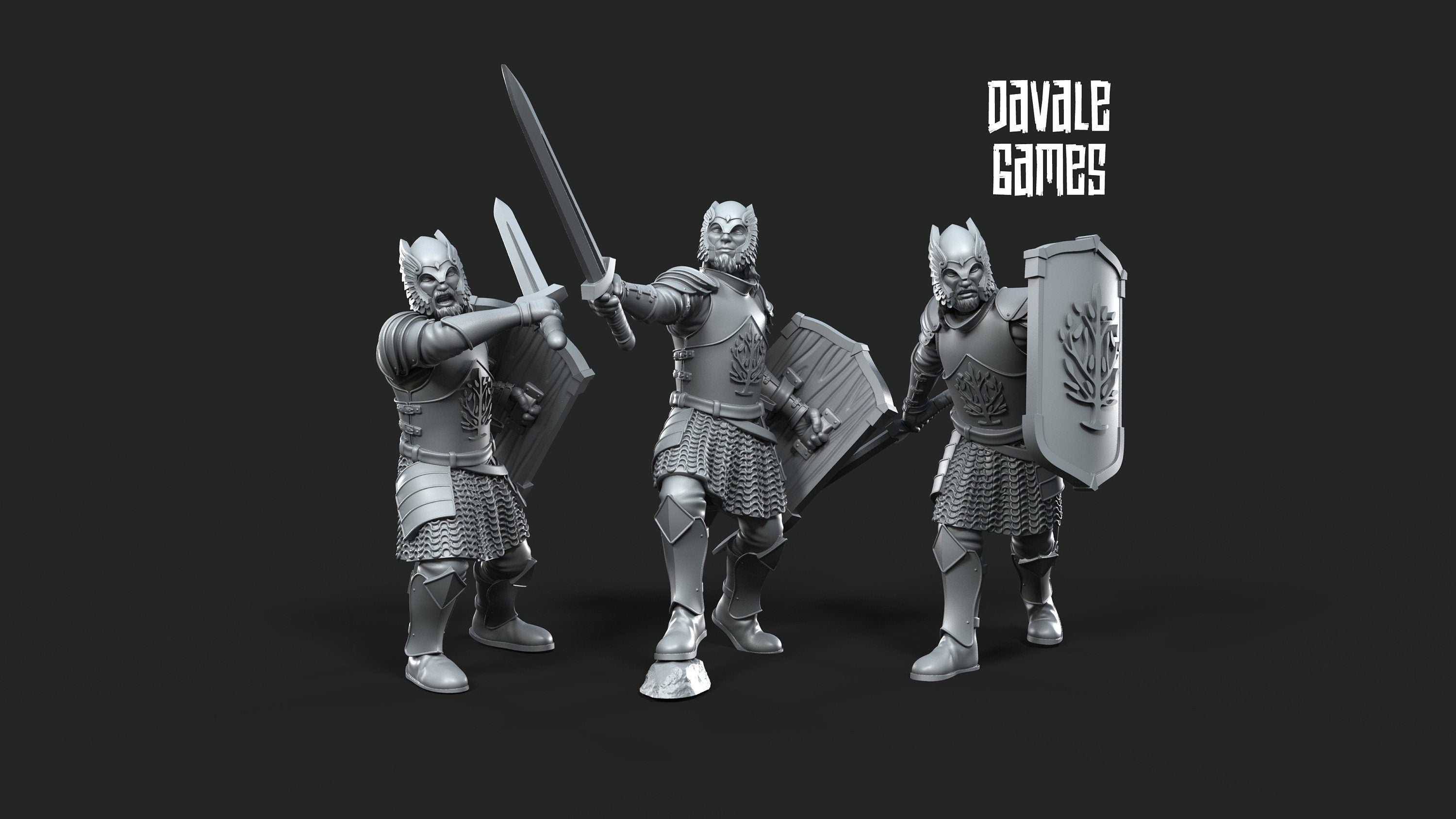 Gandor - Grey Castle Warriors with swords, Protectors of the Shire, Dune Din, Bowmen, Scouts miniatures for wargame D&D, Lotr...