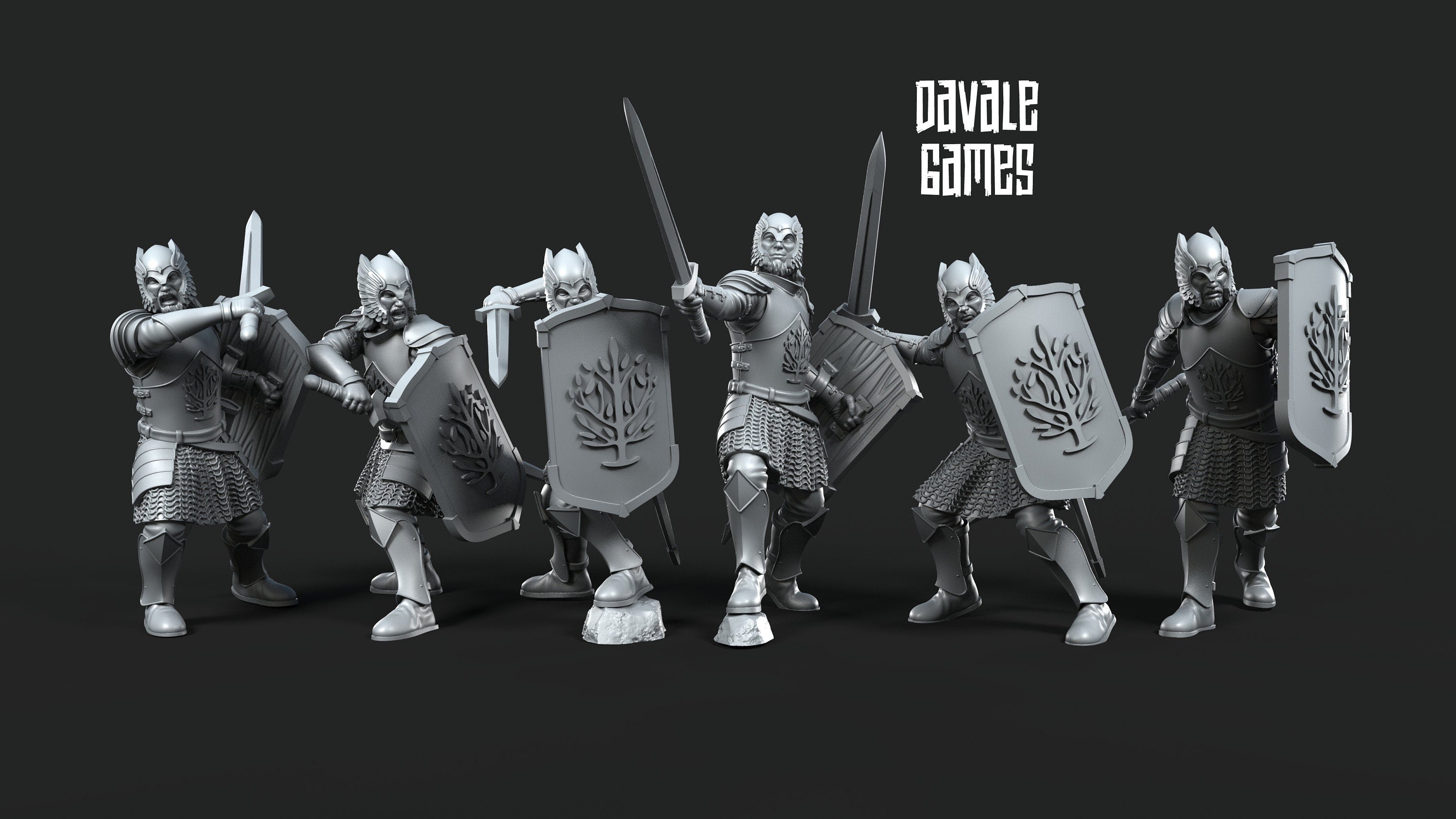 Gandor - Grey Castle Warriors with swords, Protectors of the Shire, Dune Din, Bowmen, Scouts miniatures for wargame D&D, Lotr...