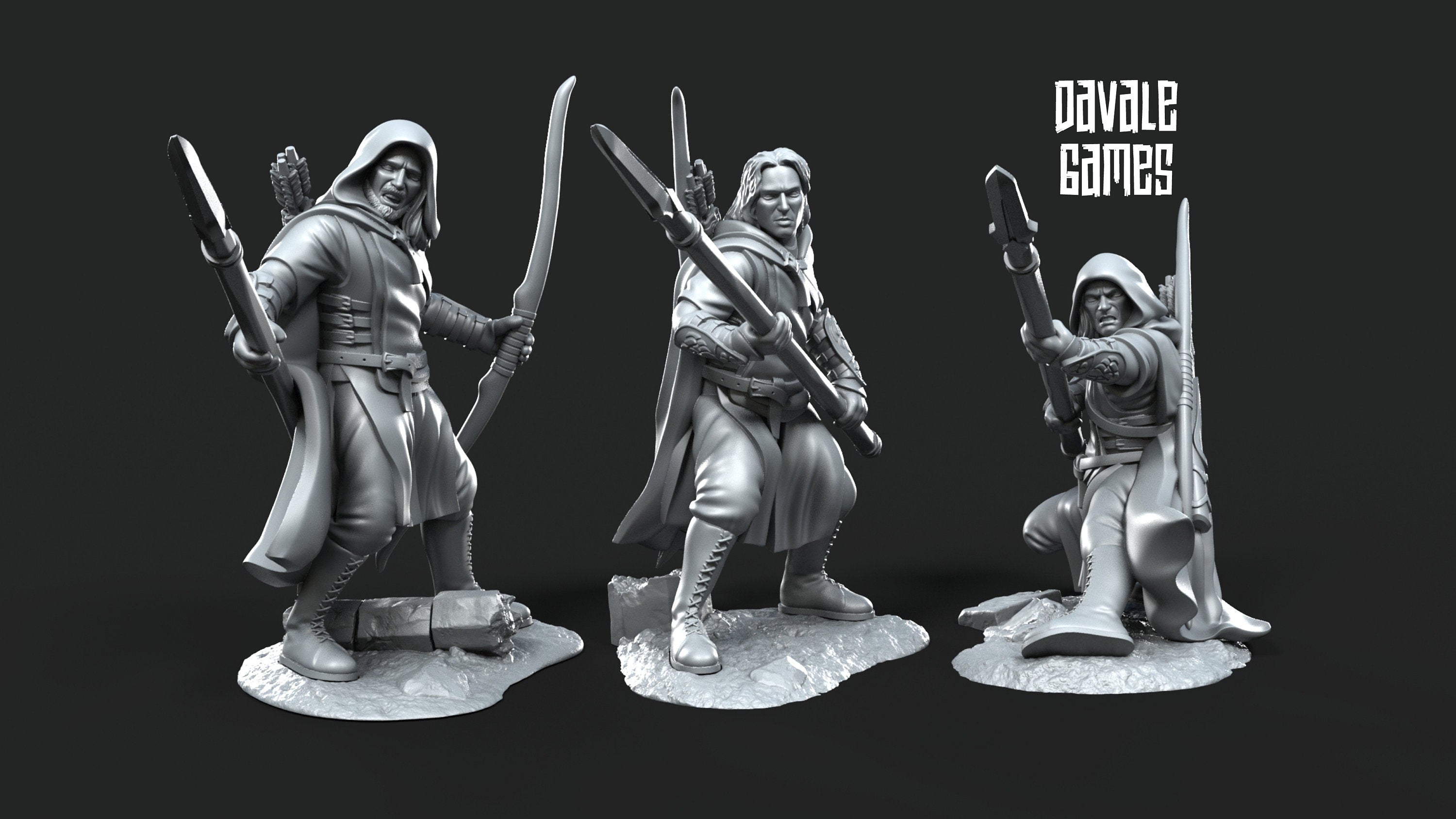 Gandor - Rangers of Grey Castle (Spear and Bow), Protectors of the Shire, Dune Din, Bowmen, Scouts miniatures for wargame D&D, Lotr...