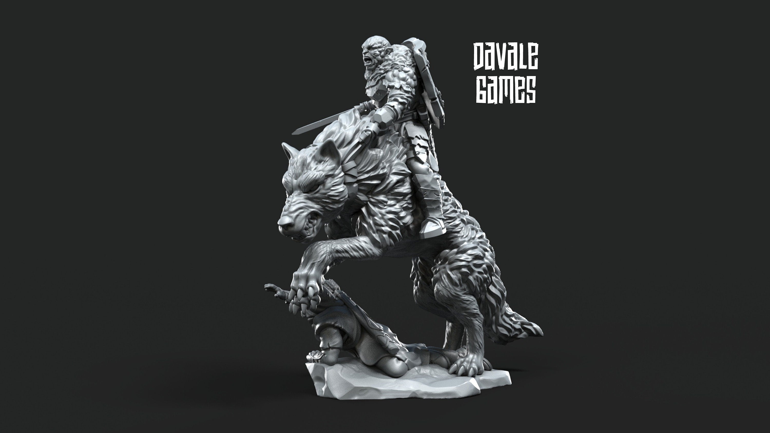 Orc horde - Dark Mage on Wyvern, Orc warriors warband, Davale, Middle rings miniatures pour wargame D&D, SDA...