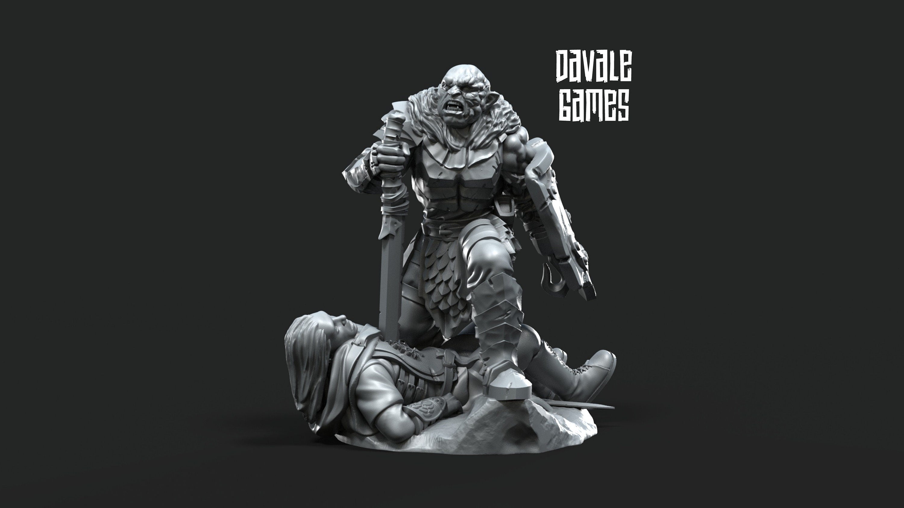 Orc horde - Dark Mage on Wyvern, Orc warriors warband, Davale, Middle rings miniatures pour wargame D&D, SDA...