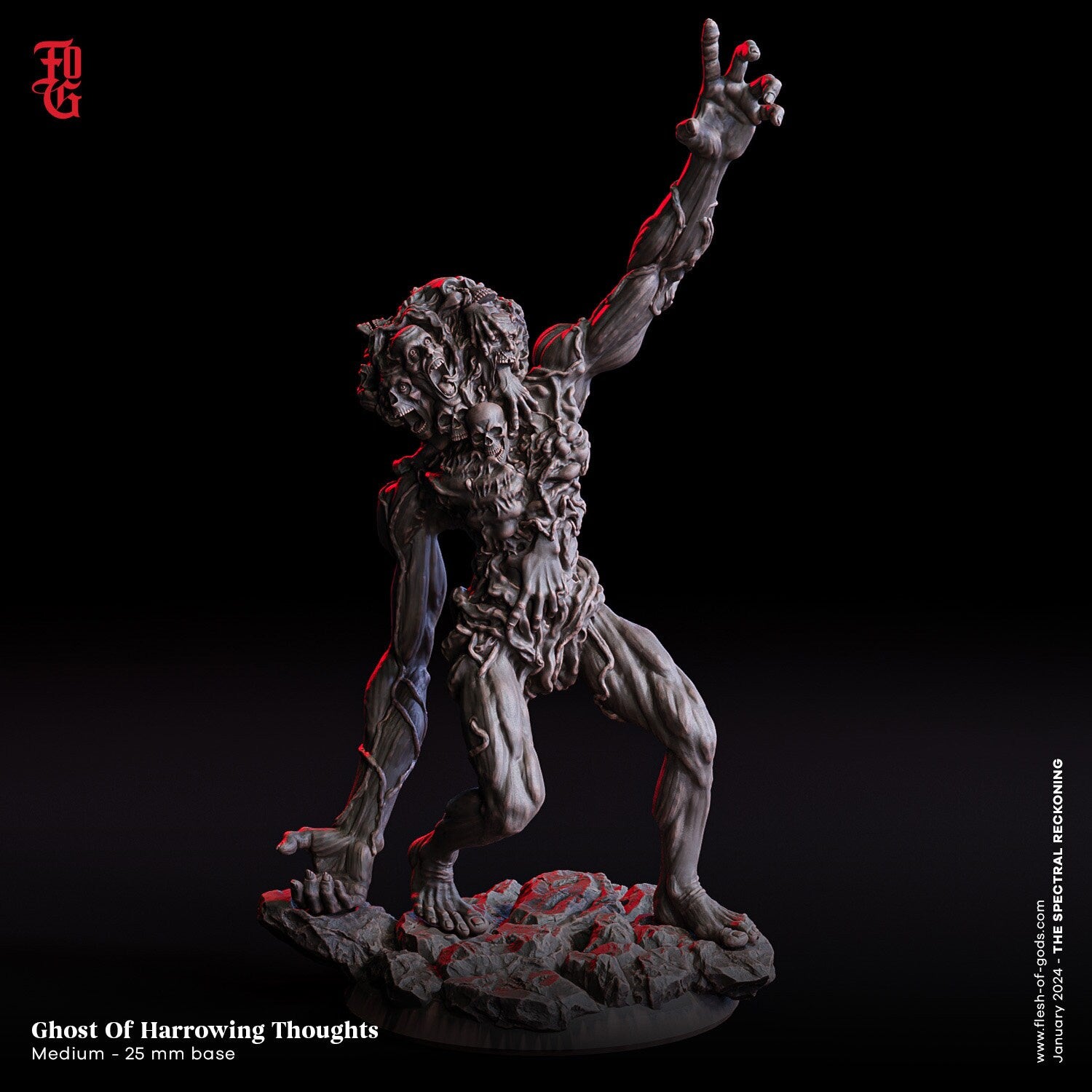 The Spectral Reckoning - Enemy - Ghost Of Harrowing Thoughts (Medium - 25 mm), Flesh of Gods, for Wargames, Dungeons & Dragons TTRPG