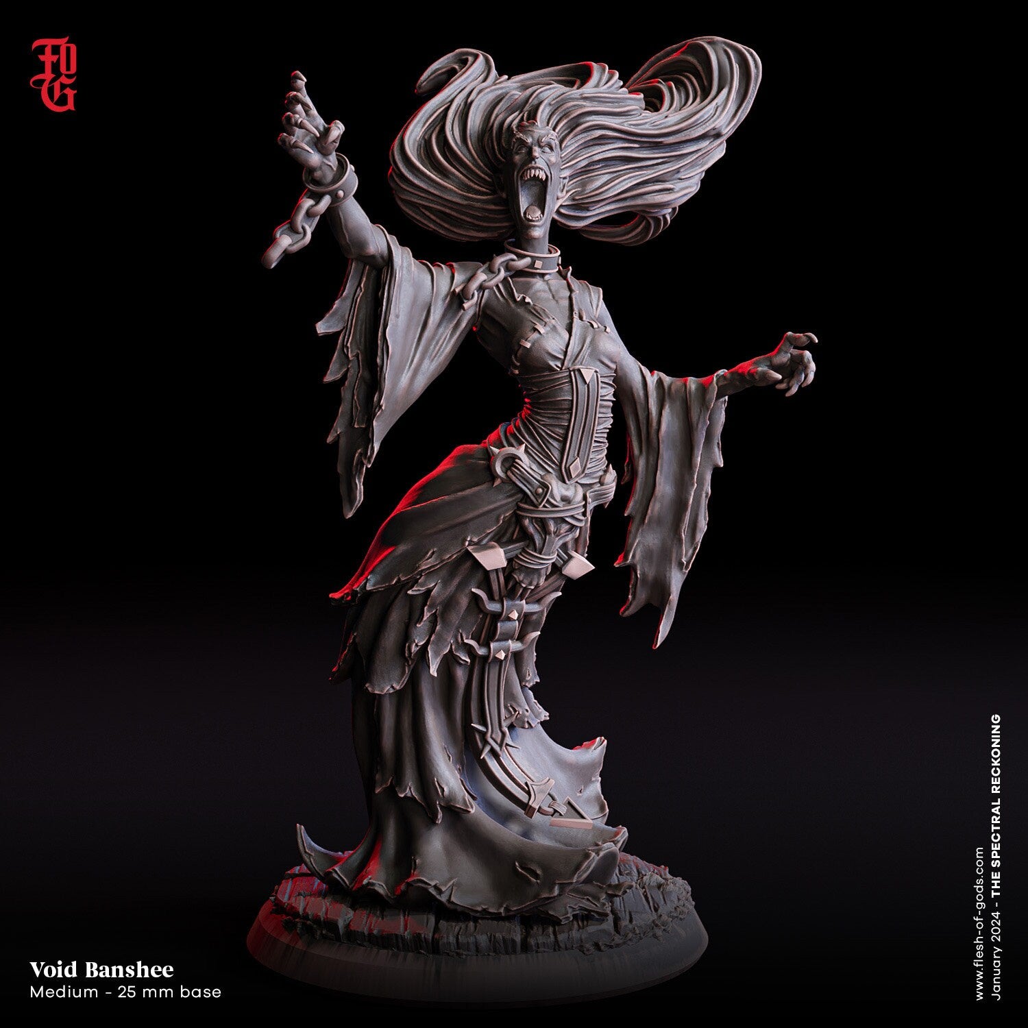 The Spectral Reckoning - Enemy - Void Banshee (Medium - 25 mm), Flesh of Gods, for Wargames, Dungeons & Dragons TTRPG