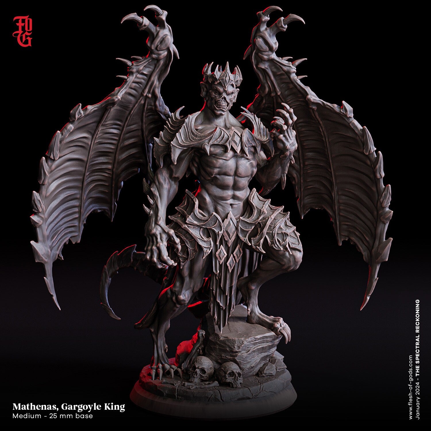 The Spectral Reckoning - Enemy - 75mm Mathenas, Gargoyle King, Flesh of Gods, for Wargames, Dungeons & Dragons TTRPG