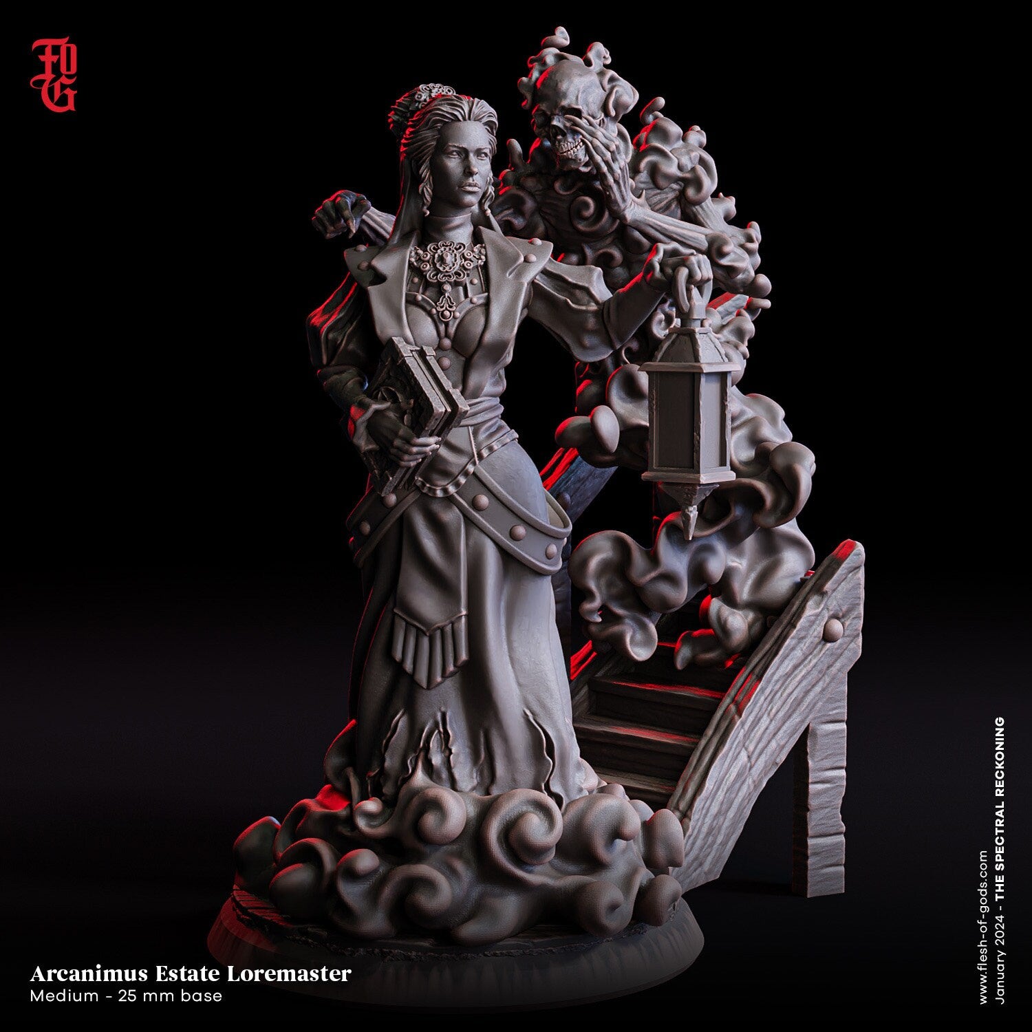 The Spectral Reckoning - Hero - 75mm Arcanimus Estate Loremaster, Flesh of Gods, for Wargames, Dungeons & Dragons TTRPG