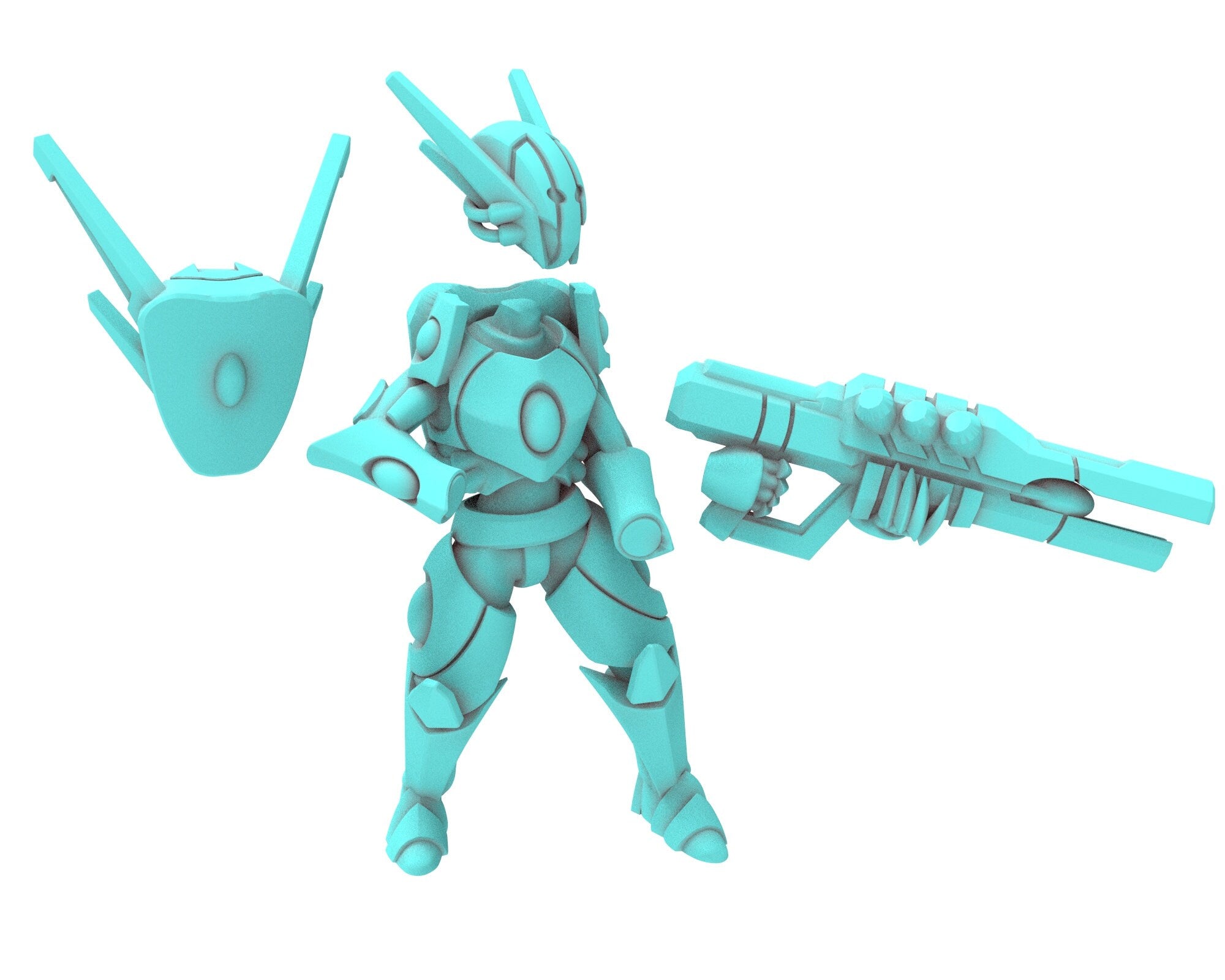 Space Elves - x3 MobileSuit modular miniature - Tech Elves Edge Miniatures, The Cursed Dimension