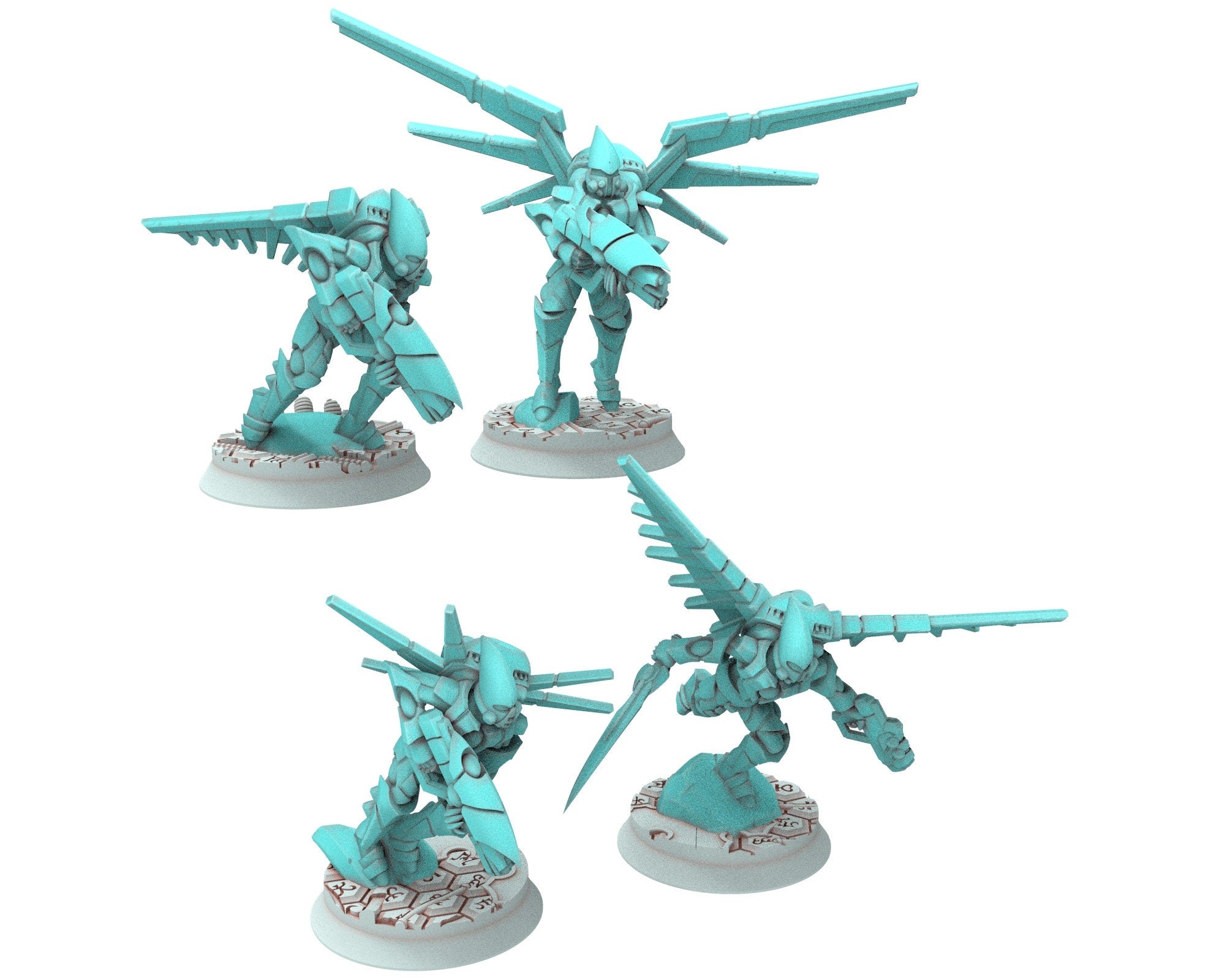 Space Elves - Flying Warriors & Boss modular miniature - Tech Elves Edge Miniatures, The Cursed Dimension