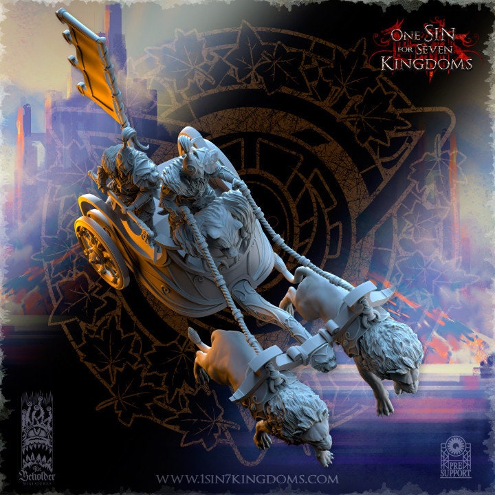 Hight Elves - Silvermoor - Bear Guardians Chariot, Fantasy elves, usable for 9th Age, Fantasy Battle, Oldhammer, King of war