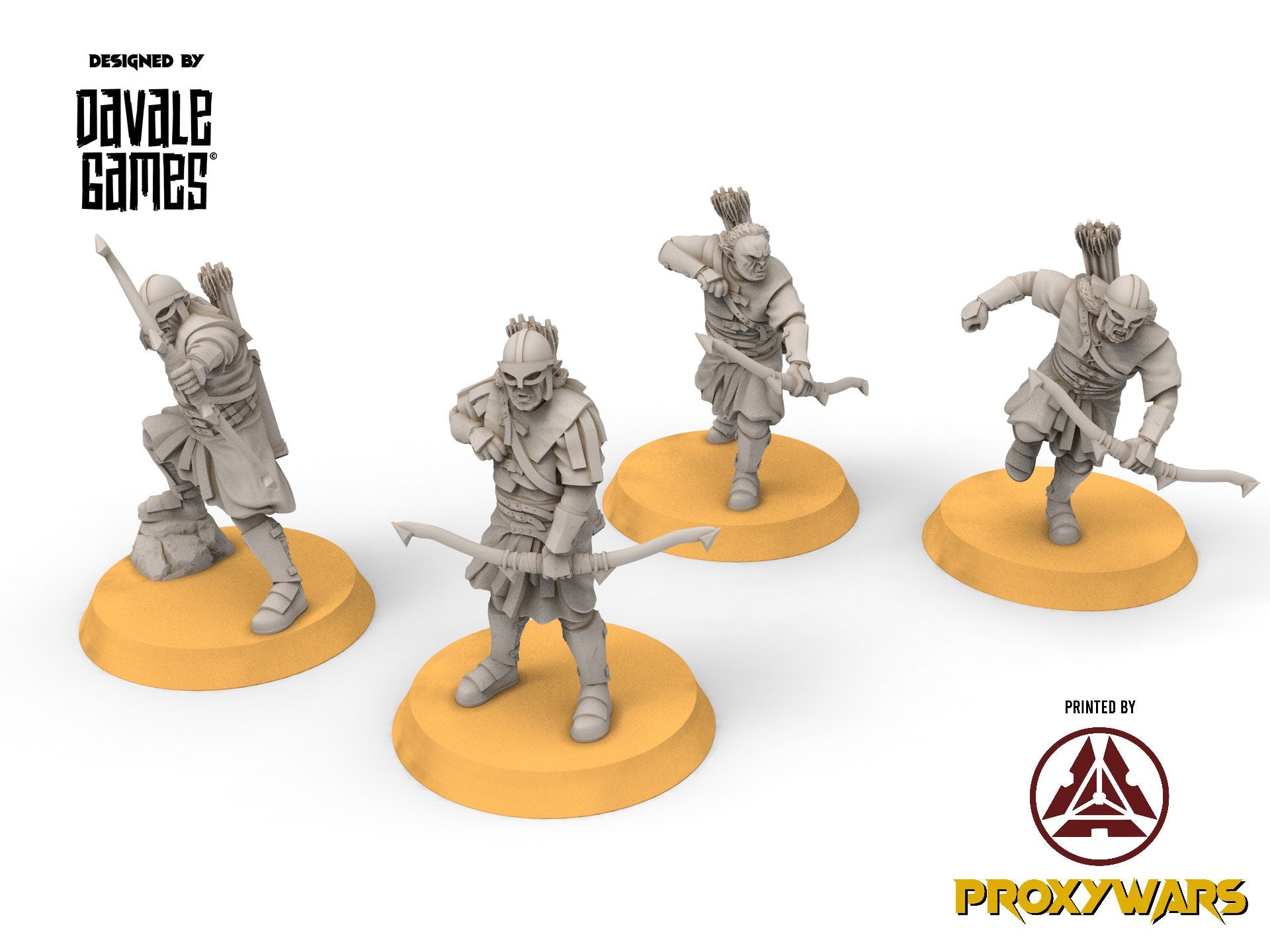 Orc horde - x4 Outriders blood handed orcs With Bow, Orc warriors warband, Davale, Middle rings miniatures pour wargame D&D, SDA...