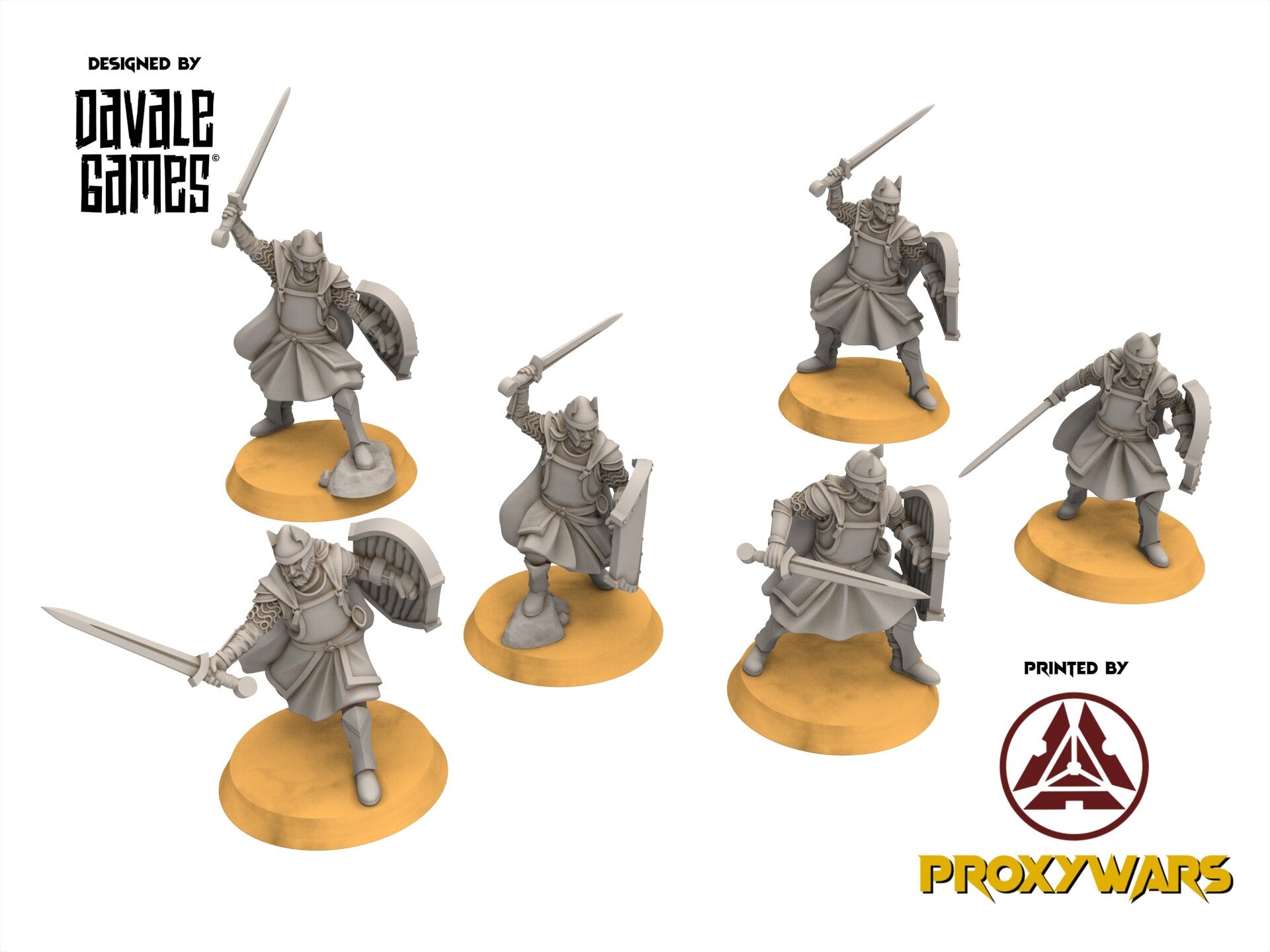 Gandor - High Human Warrior with Sword and Shield, minis for wargame D&D, SDA...