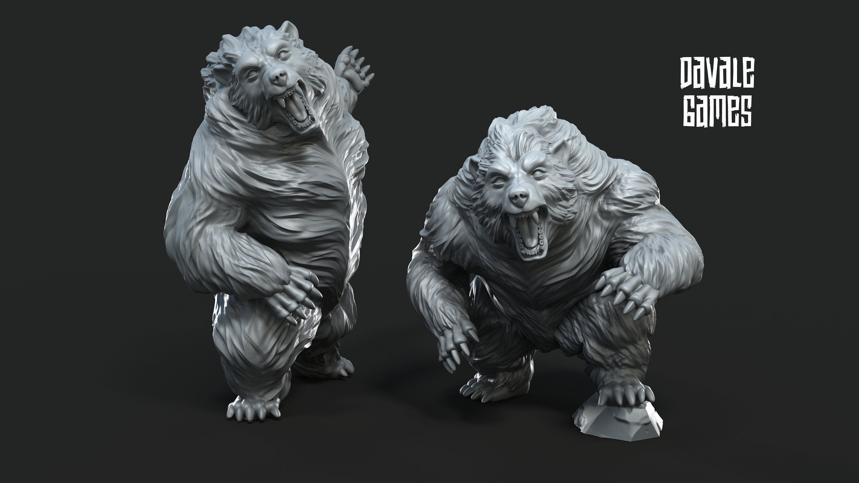 Bearings - 2x Giant Bears - Fantasy, davale games, for Wargames, Pathfinder, Dungeons & Dragons