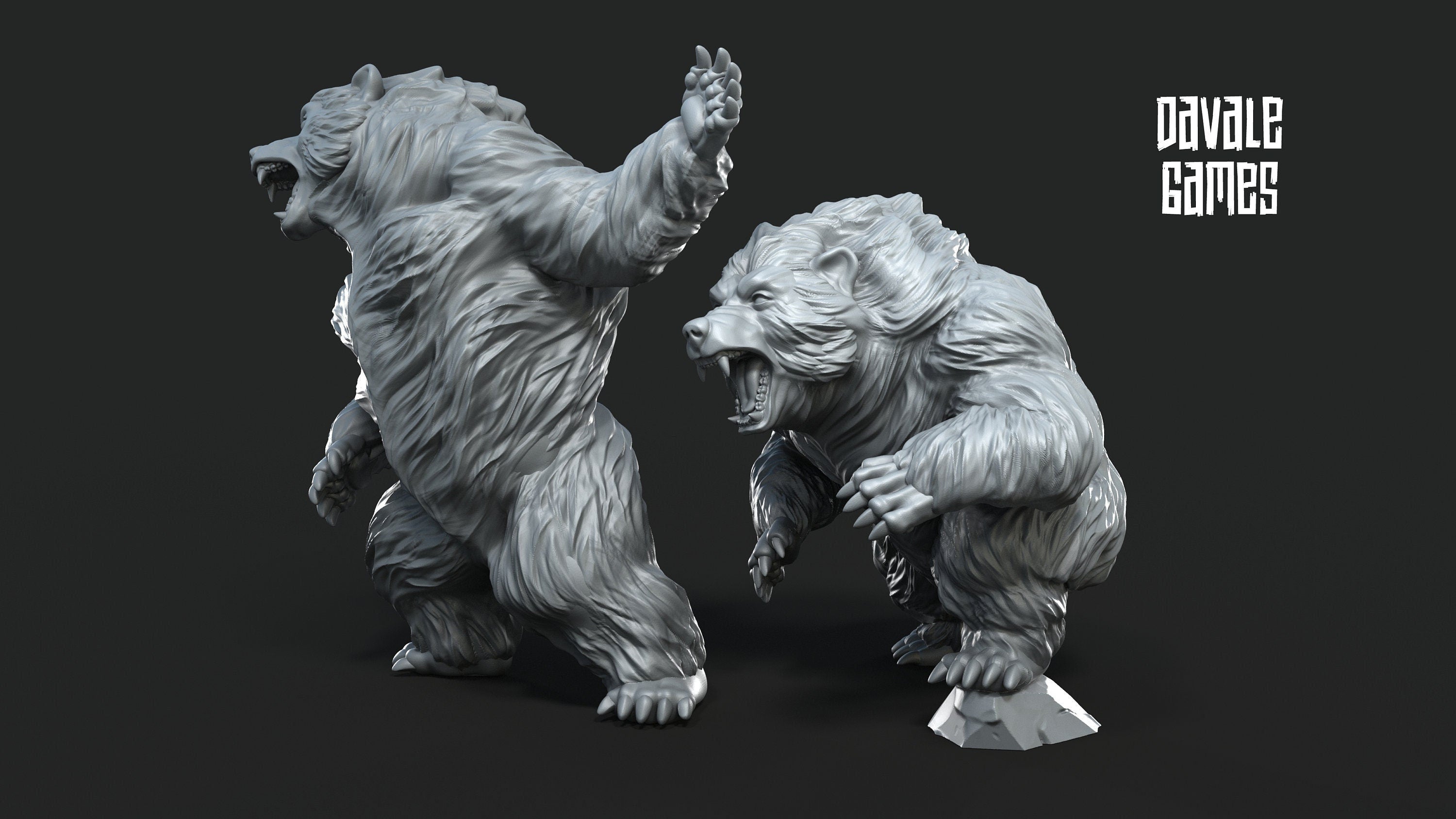 Bearings - 2x Giant Bears - Fantasy, davale games, for Wargames, Pathfinder, Dungeons & Dragons