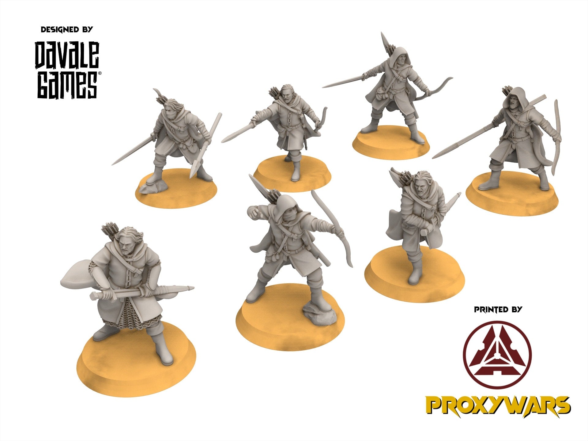 Ornor - x7 North rangers on foot, Protectors of the Shire, Dune Din, Merbury, Bowmen, Scouts miniatures for wargame D&D, Lotr...