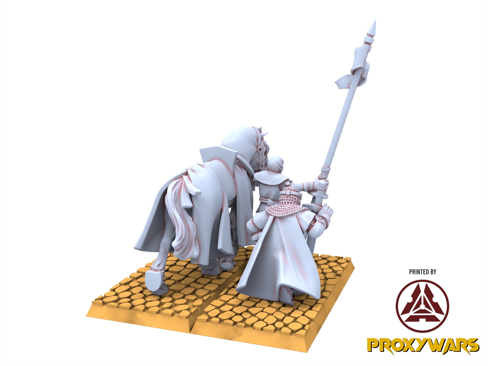 Arthurian Knights - Gallia Squire Holding a Horse, for Oldhammer, king of wars, 9th age, Highlands Miniatures