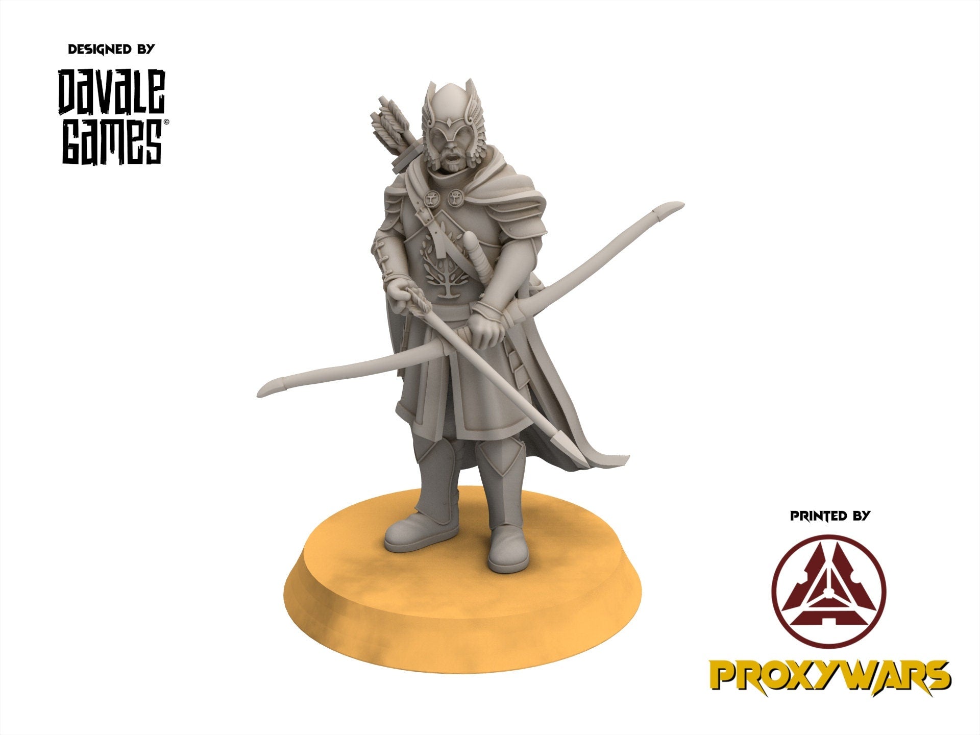 Ornor - x3 Grey Castle Guard with Long Bows, Protectors of the Shire, Dune Din, Merbury, Bowmen, Scouts miniatures for wargame D&D, Lotr...