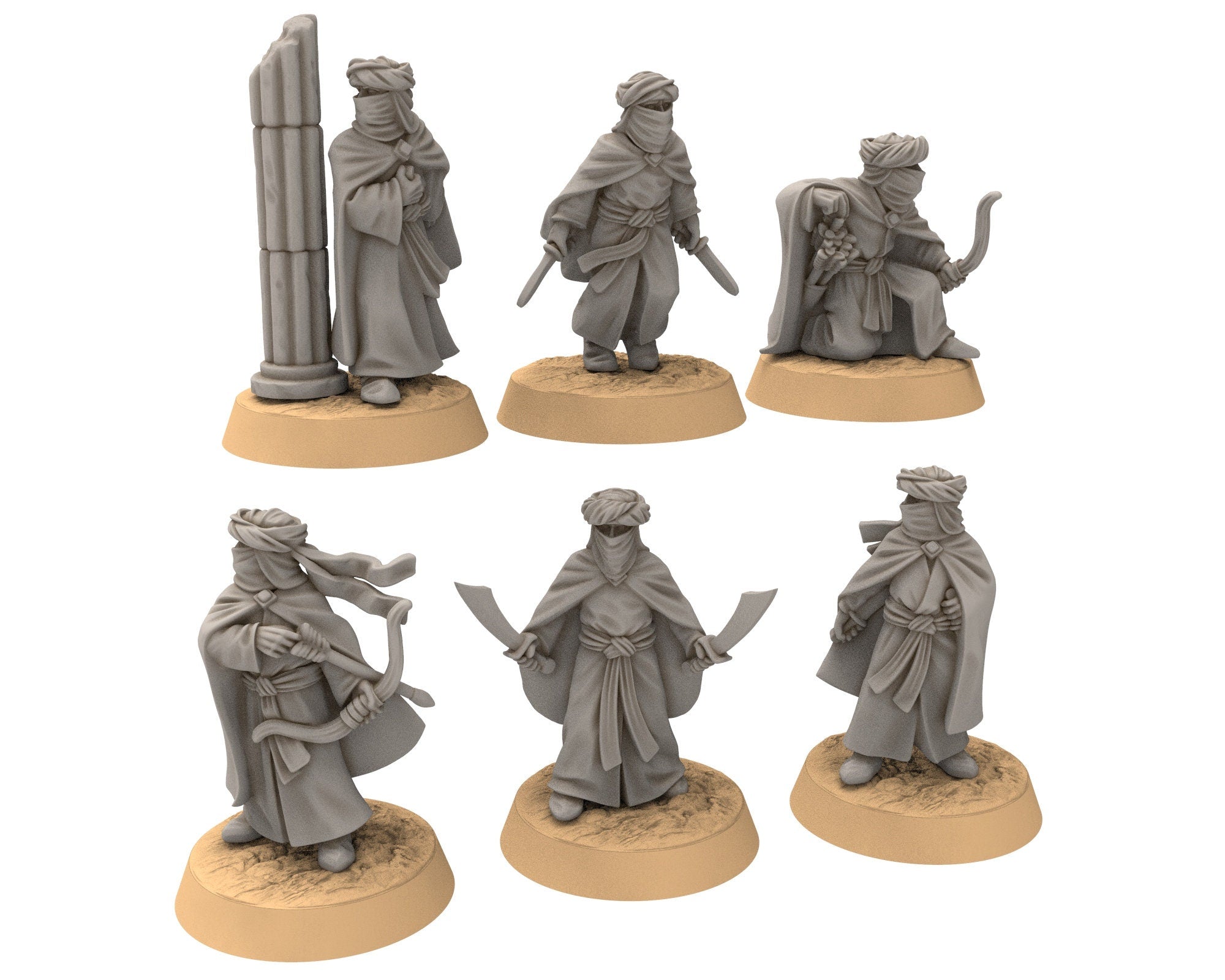 Harad - Southron Assassins, Berber nomads, Harad Bedouin Arabs Sarazins Medbury miniatures for wargame D&D, Lotr...