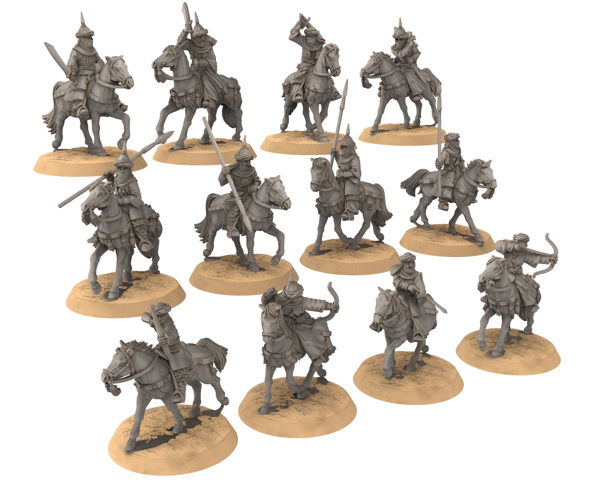 Harad - Southron Cheiftan mounted, Berber nomads, Harad Bedouin Arabs Sarazins Medbury miniatures for wargame D&D, Lotr...