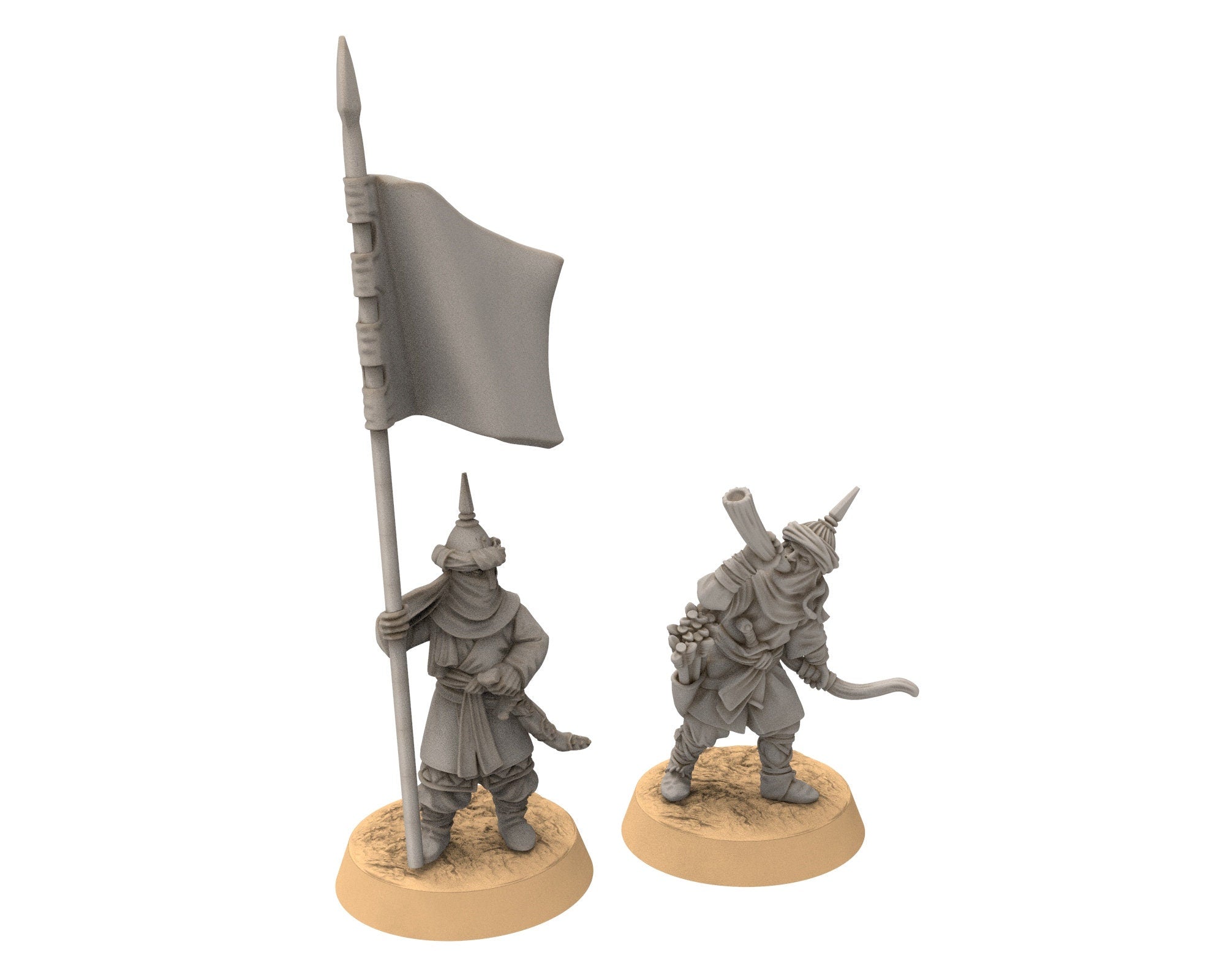 Harad - Southron Horn Blower on foot, Berber nomads, Harad Bedouin Arabs Sarazins Medbury miniatures for wargame D&D, Lotr...