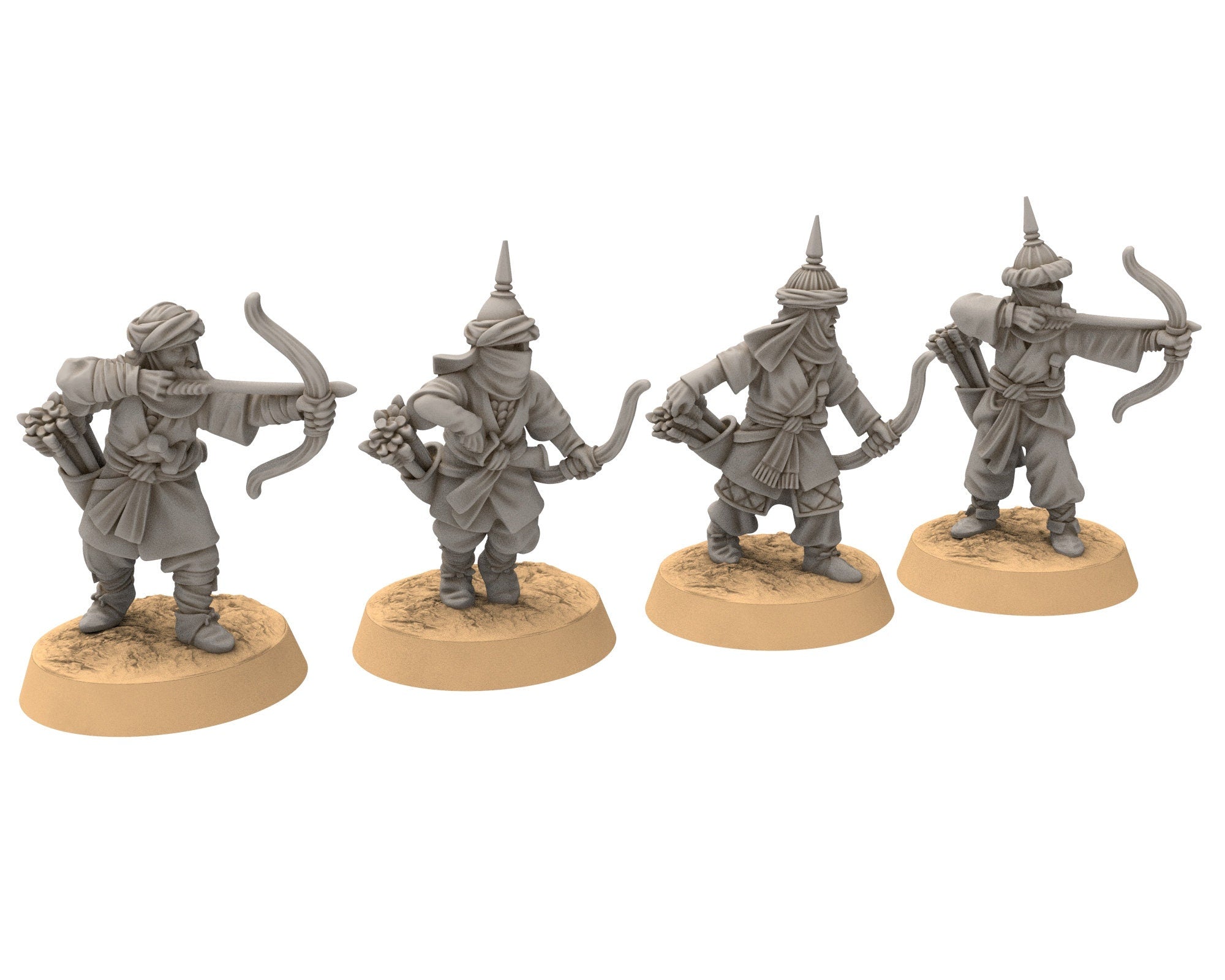 Harad - Southron Conscript with Bows on foot, Berber nomads, Harad Bedouin Arabs Sarazins Medbury miniatures for wargame D&D, Lotr...