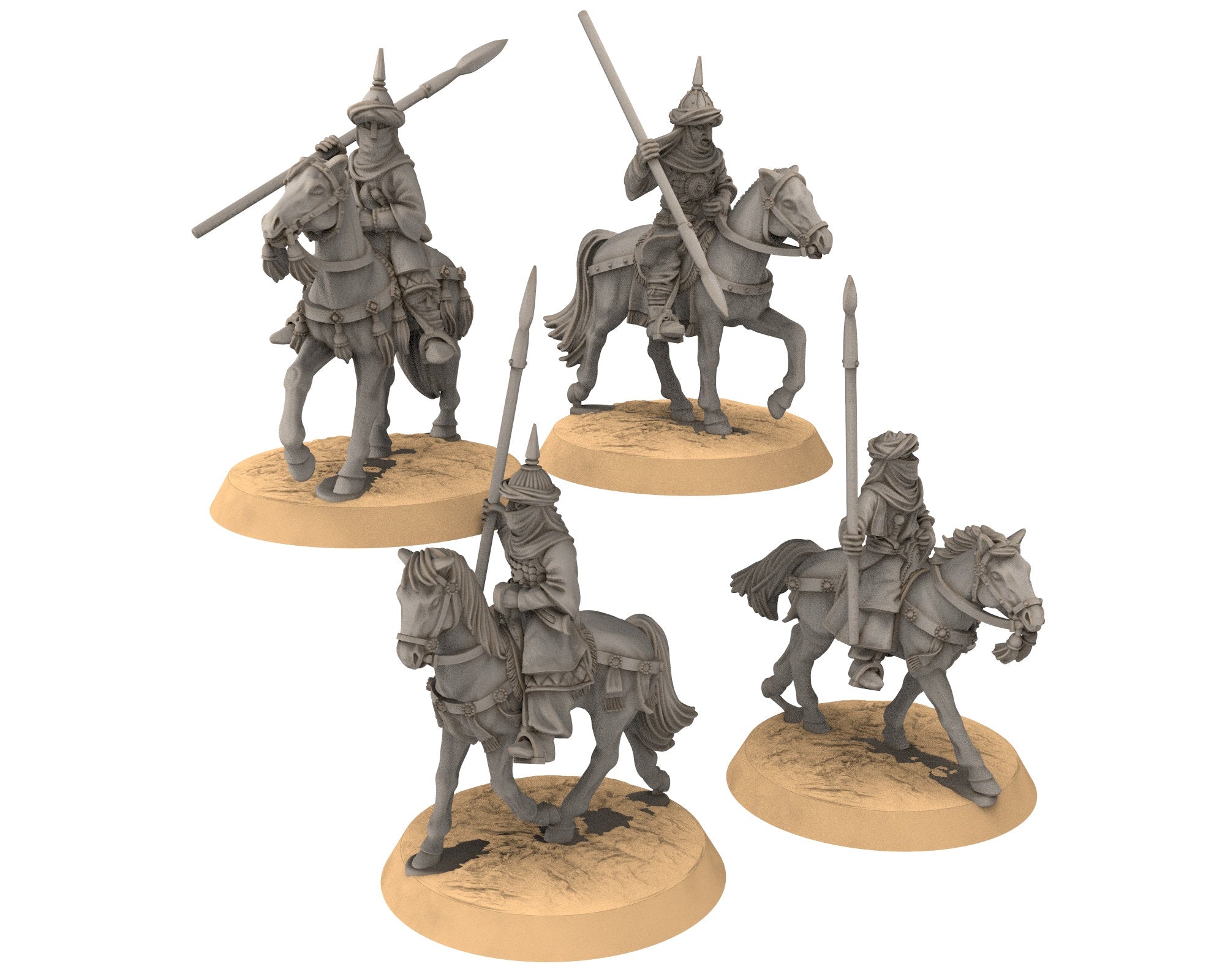 Harad - Southron Cavalry with Spears, Berber nomads, Harad Bedouin Arabs Sarazins Medbury miniatures for wargame D&D, Lotr...