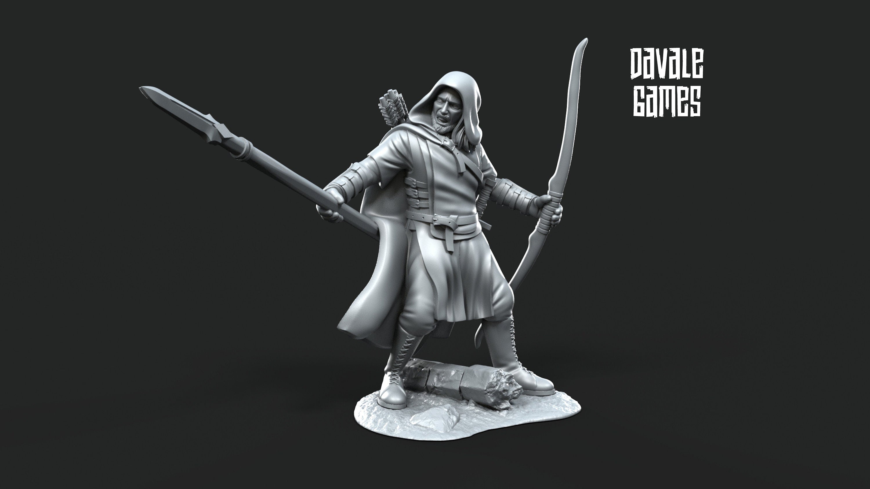 Gandor - Rangers of Grey Castle (Spear and Bow), Protectors of the Shire, Dune Din, Bowmen, Scouts miniatures for wargame D&D, Lotr...