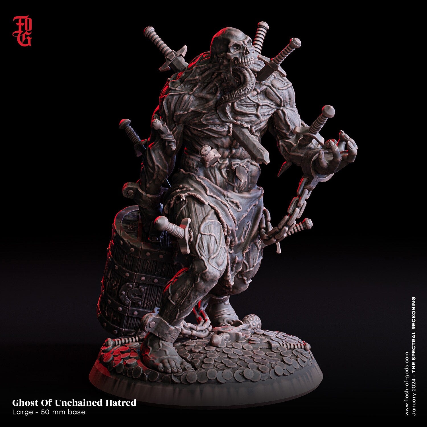 The Spectral Reckoning - Enemy - Ghost Of Unchained Hatred (Large - 50 mm), Flesh of Gods, for Wargames, Dungeons & Dragons TTRPG