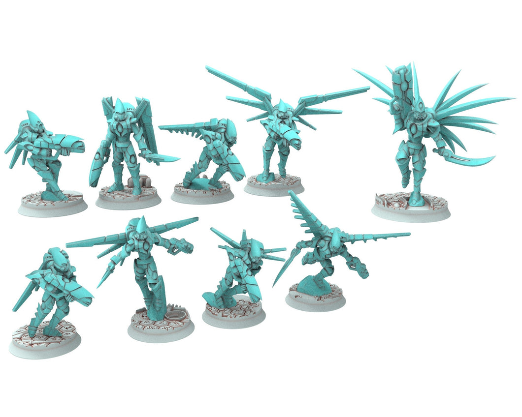 Space Elves - Flying Warriors & Boss modular miniature - Tech Elves Edge Miniatures, The Cursed Dimension