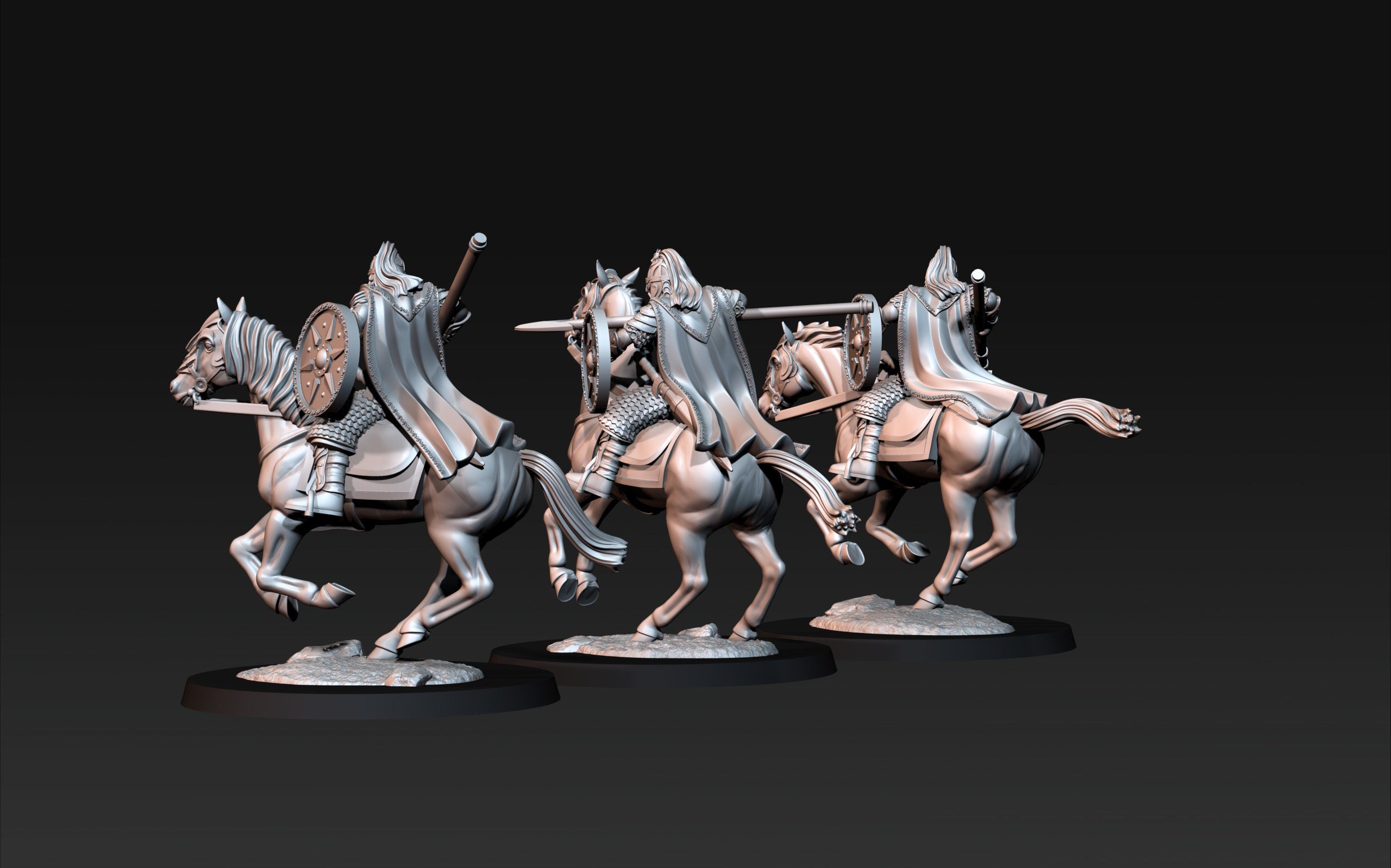 Rohan - 3x West Human Royal Guard Mounted, the Horse-lords, rider of the mark, Davale, minis for wargame D&D, Lotr...