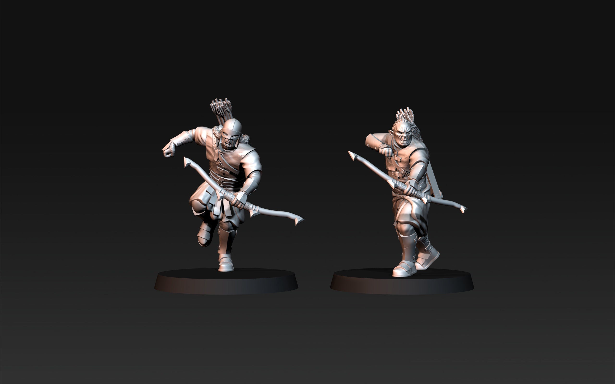 Orc horde - x4 Outriders blood handed orcs With Bow, Orc warriors warband, Davale, Middle rings miniatures pour wargame D&D, SDA...