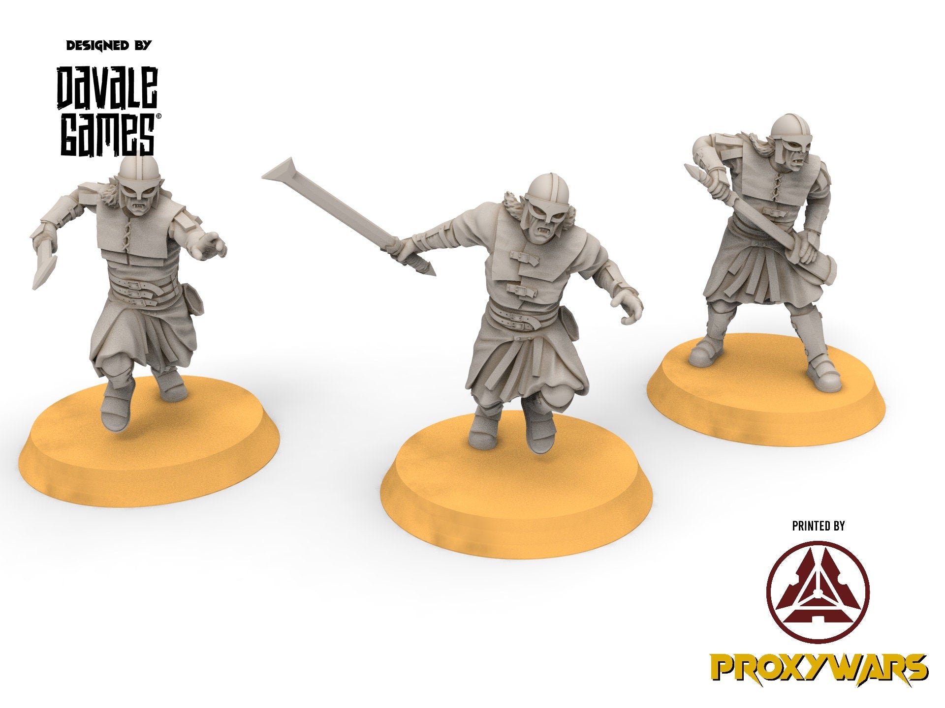 Orc horde - x3 Outriders blood handed orcs With Sword, Orc warriors warband, Davale, Middle rings miniatures pour wargame D&D, SDA...