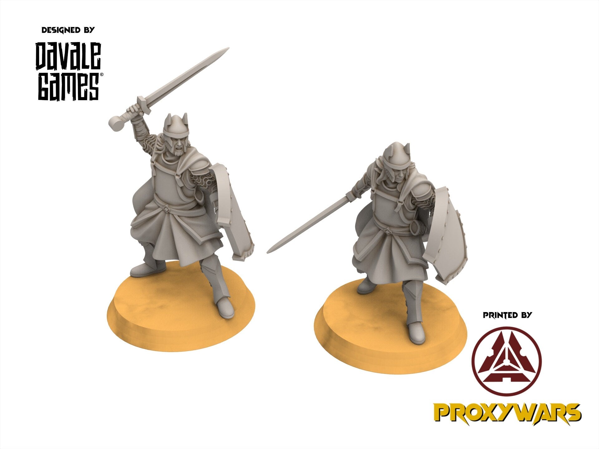 Gandor - High Human Warrior with Sword and Shield, minis for wargame D&D, SDA...