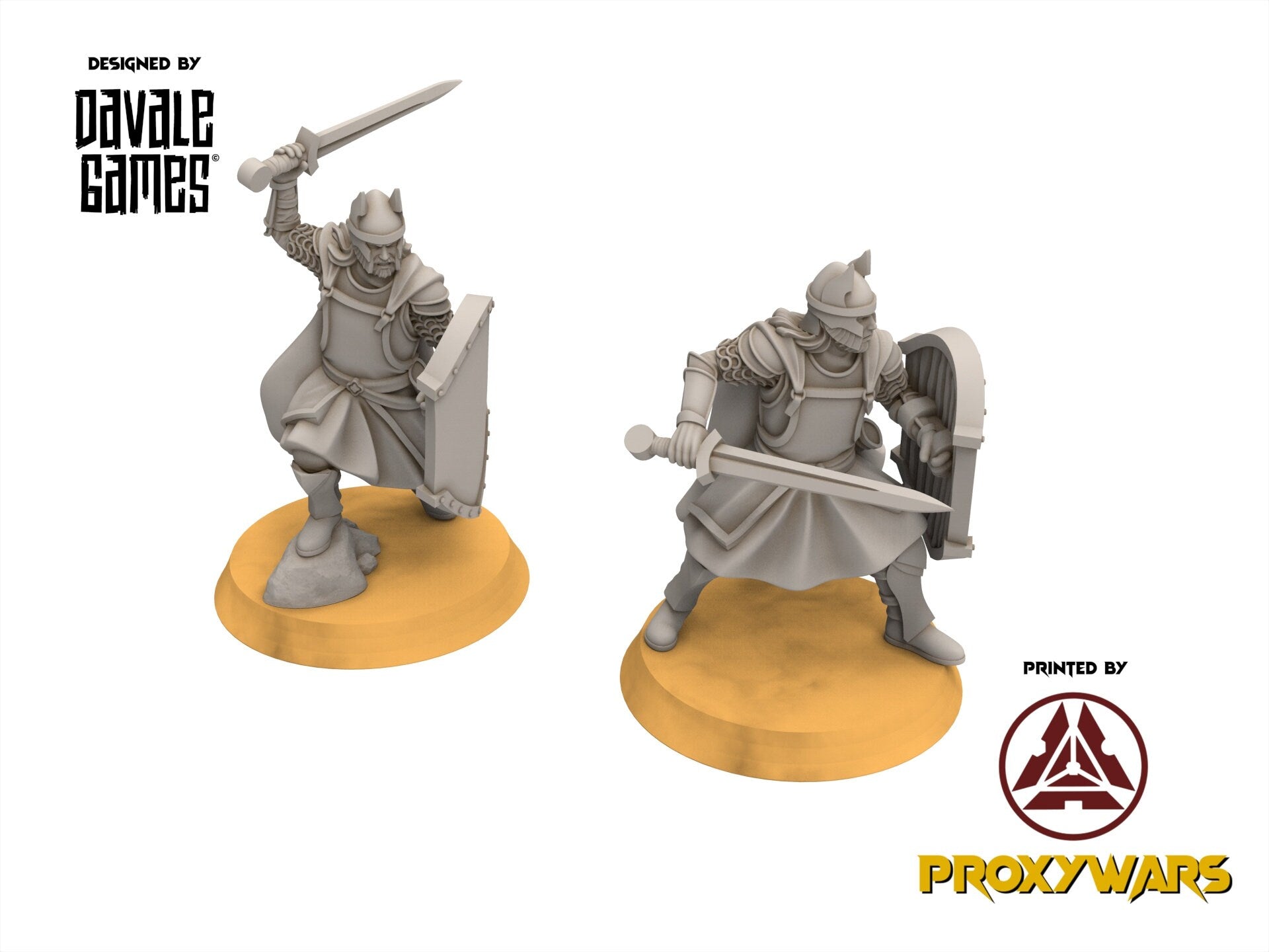 Gandor - High Human Warrior with Sword and Shield, minis for wargame D&D, SDA...