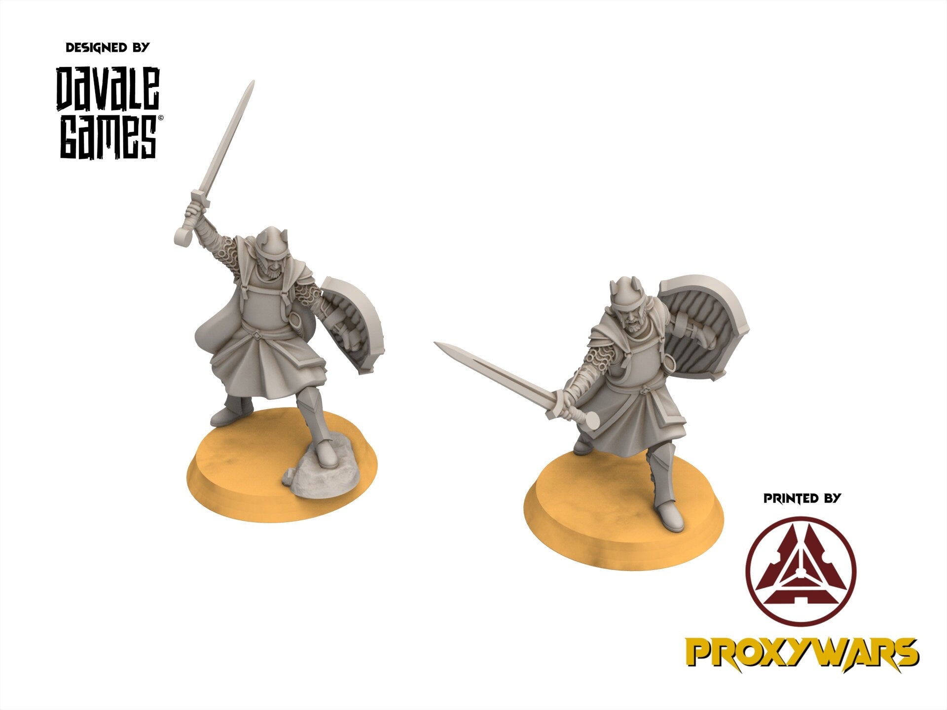 Gandor - High Human Warrior with Sword and Shield, minis for wargame D&D, SDA...