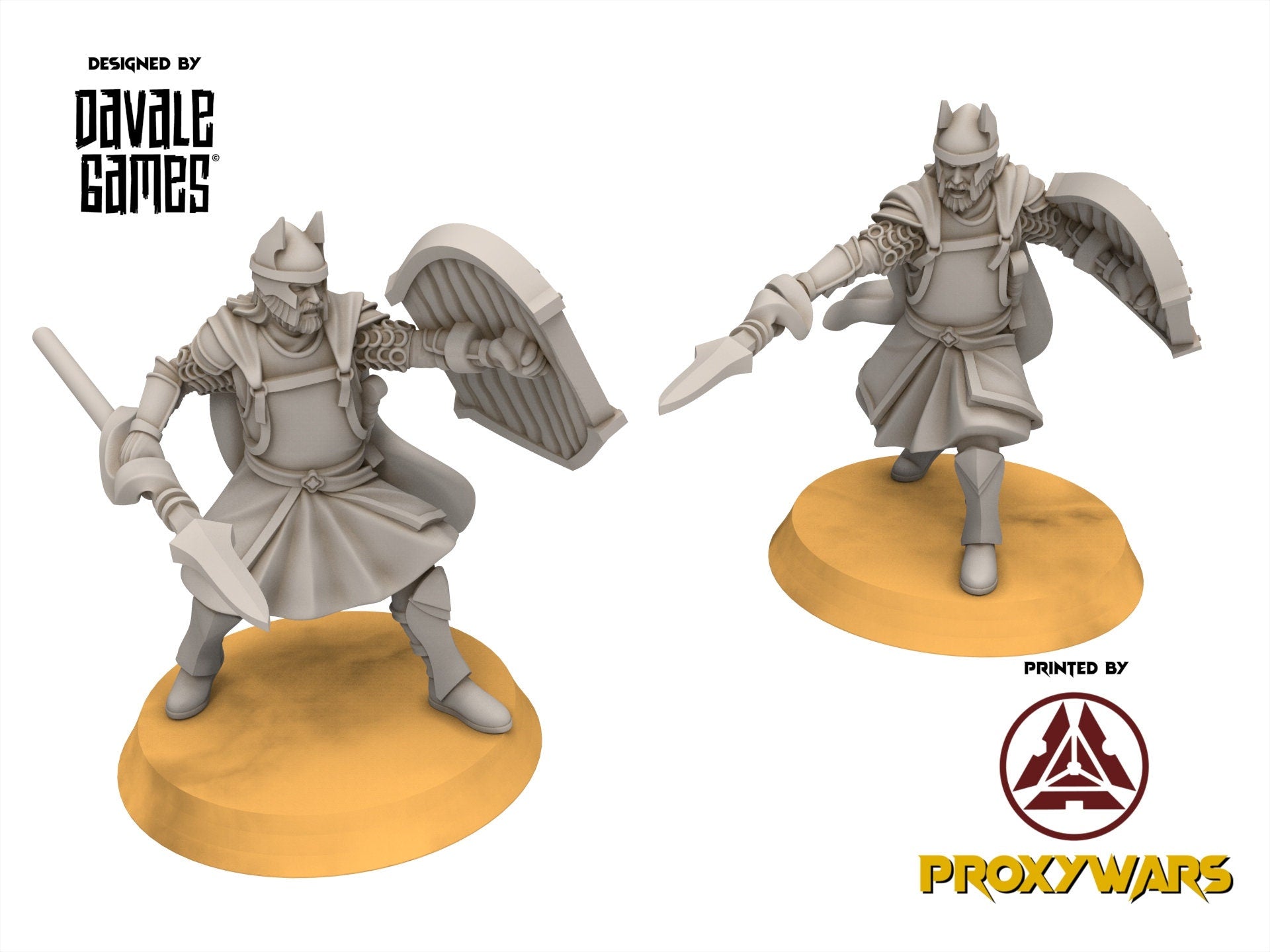 Gandor - High Human warriors with spear, minis for wargame D&D, SDA...