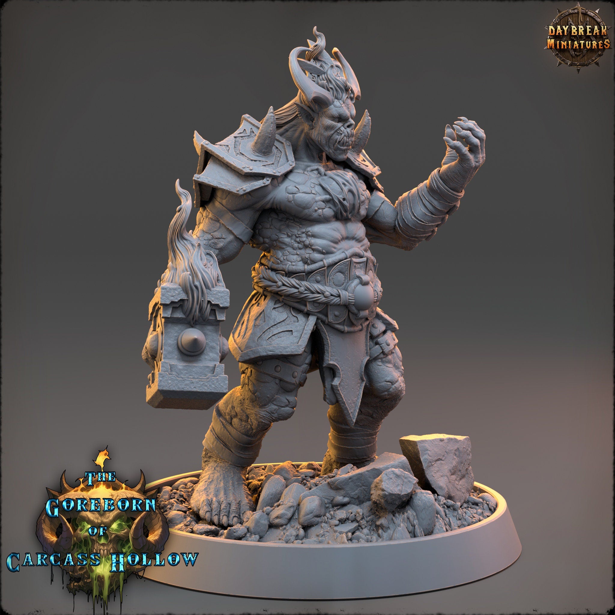 The Goreborn of Carcass Hollow - General Raxar Boneharrow, quest for glory, DayBreak Miniatures, for Wargames, Dungeons & Dragons TTRPG