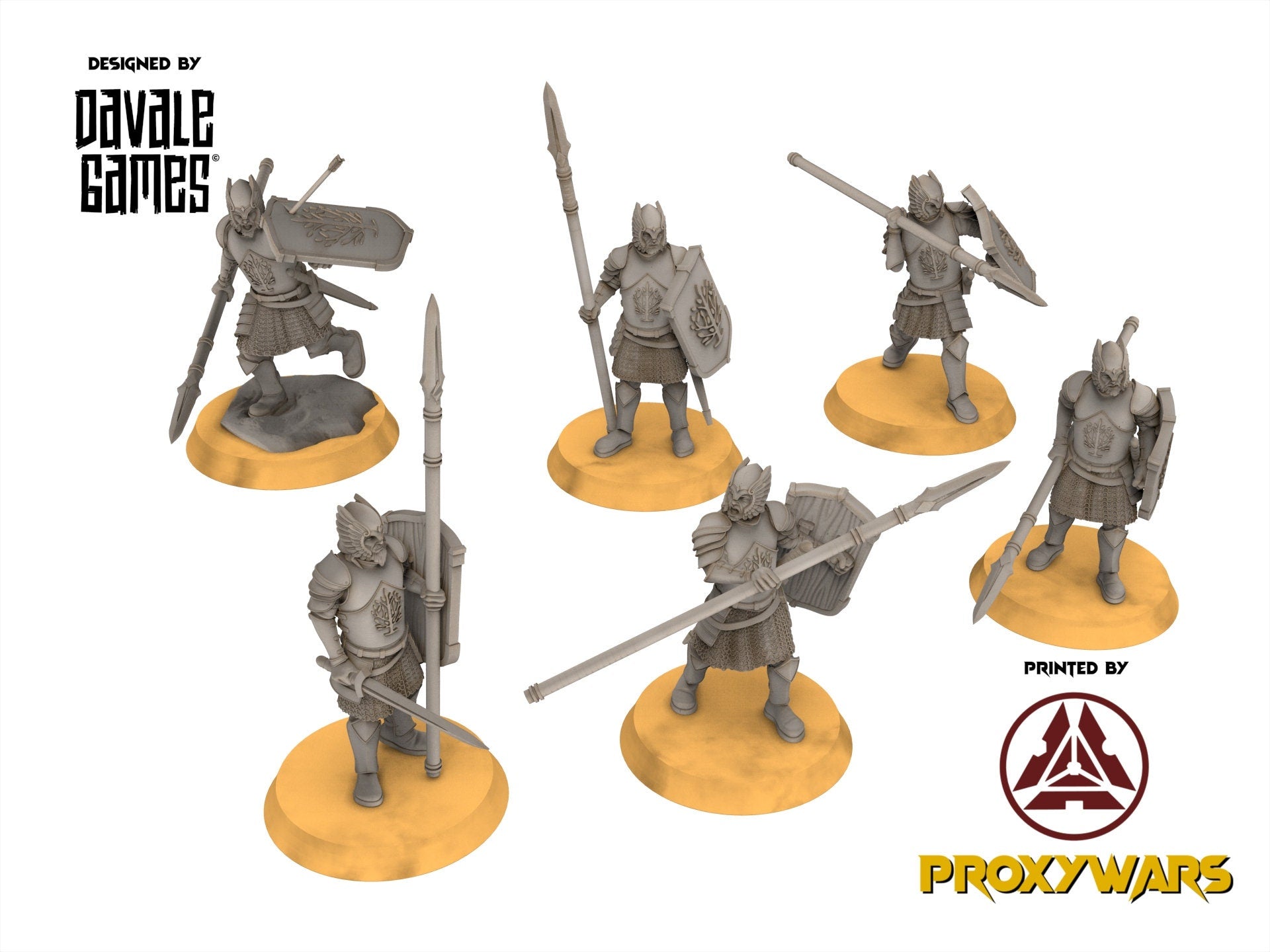 Ornor - x6 Grey Castle warriors with spears, Protectors of the Shire, Dune Din, Merbury, Bowmen, Scouts miniatures for wargame D&D, Lotr...