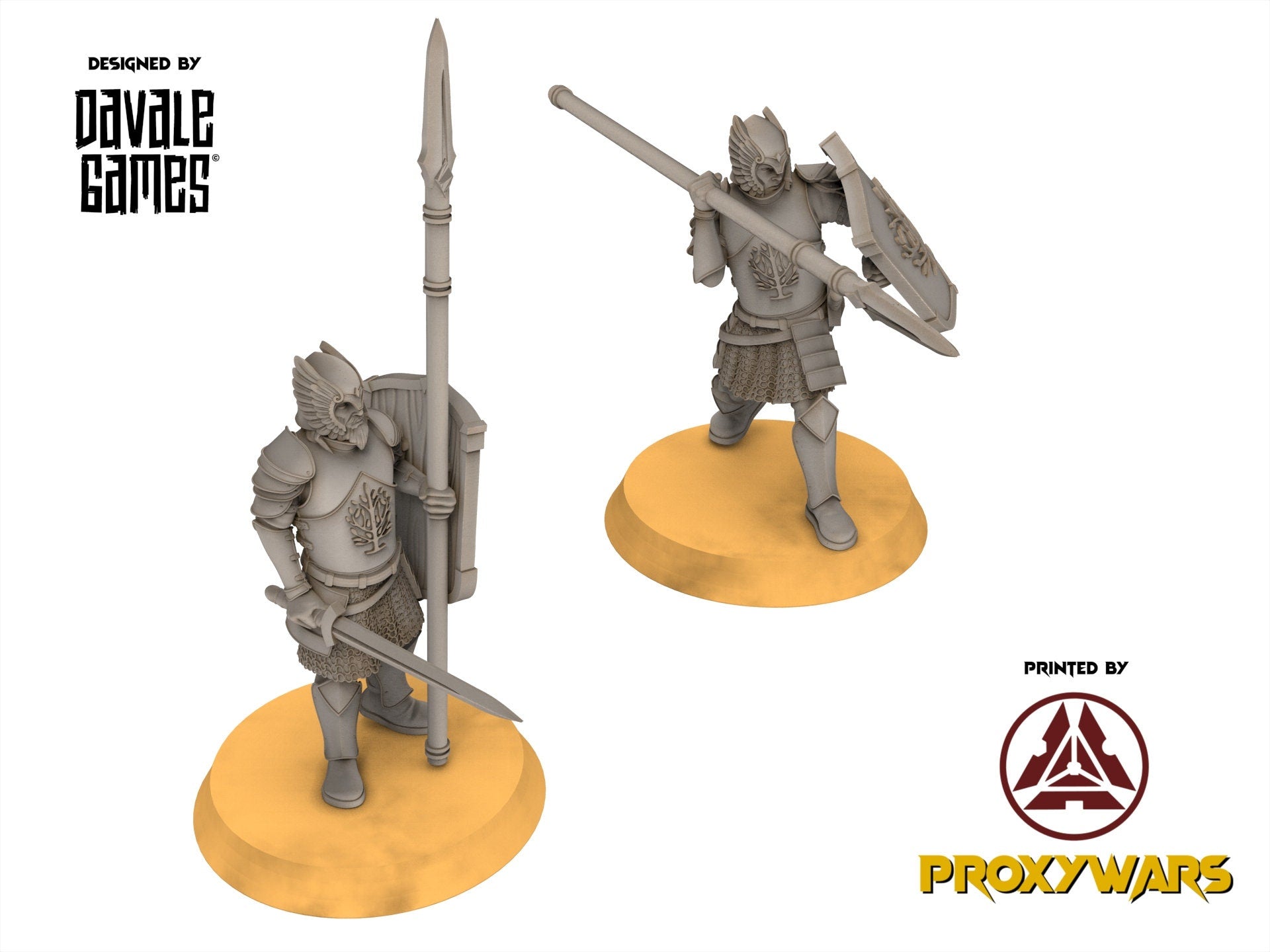 Ornor - x6 Grey Castle warriors with spears, Protectors of the Shire, Dune Din, Merbury, Bowmen, Scouts miniatures for wargame D&D, Lotr...