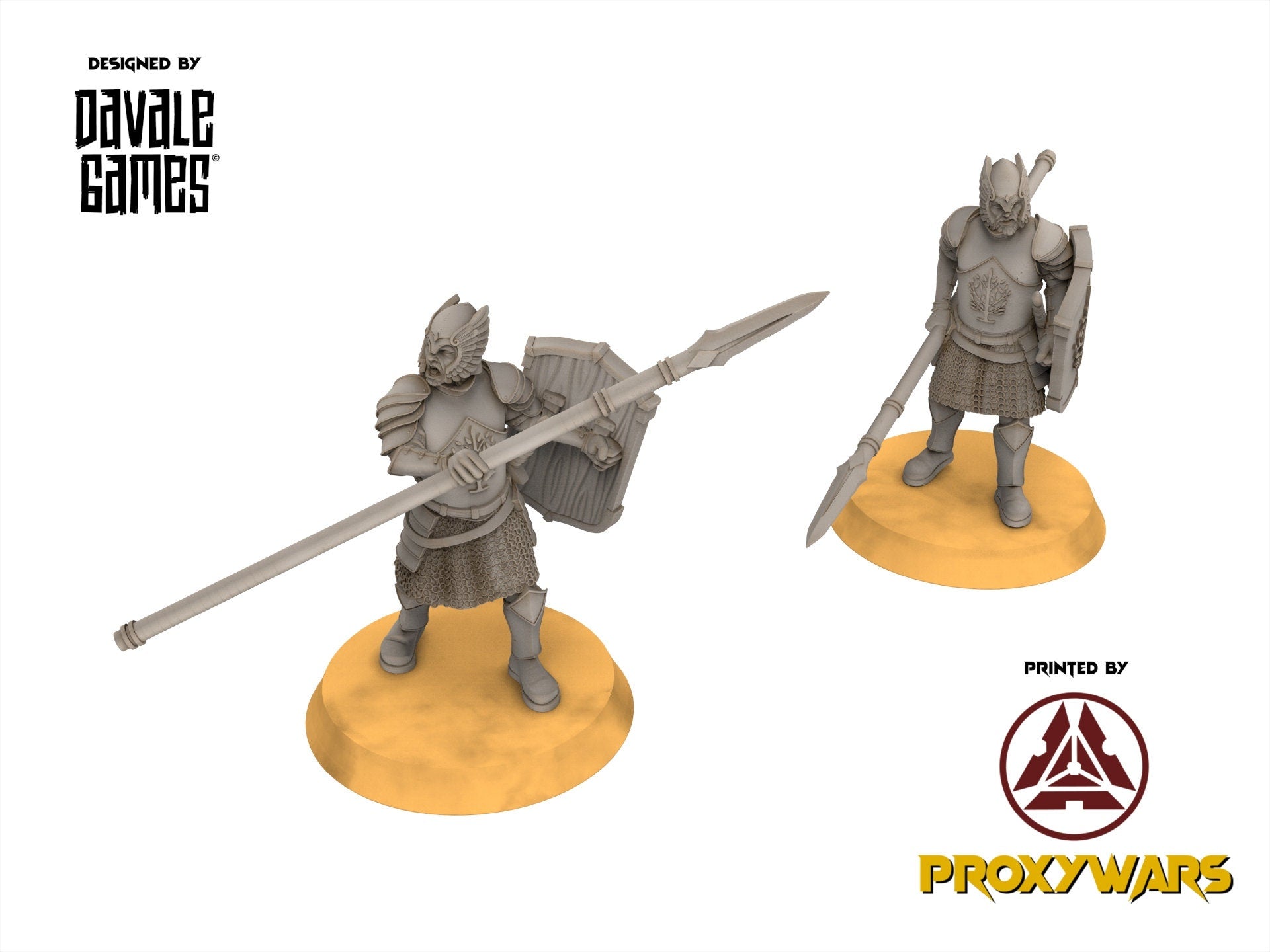 Ornor - x6 Grey Castle warriors with spears, Protectors of the Shire, Dune Din, Merbury, Bowmen, Scouts miniatures for wargame D&D, Lotr...