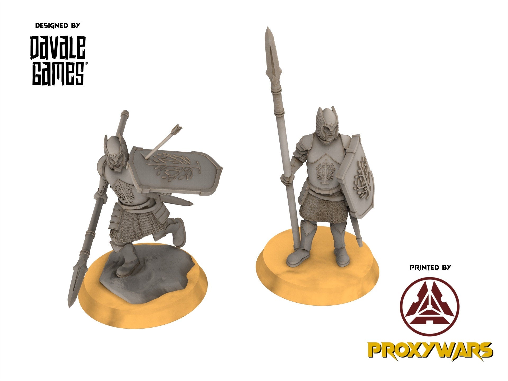 Ornor - x6 Grey Castle warriors with spears, Protectors of the Shire, Dune Din, Merbury, Bowmen, Scouts miniatures for wargame D&D, Lotr...