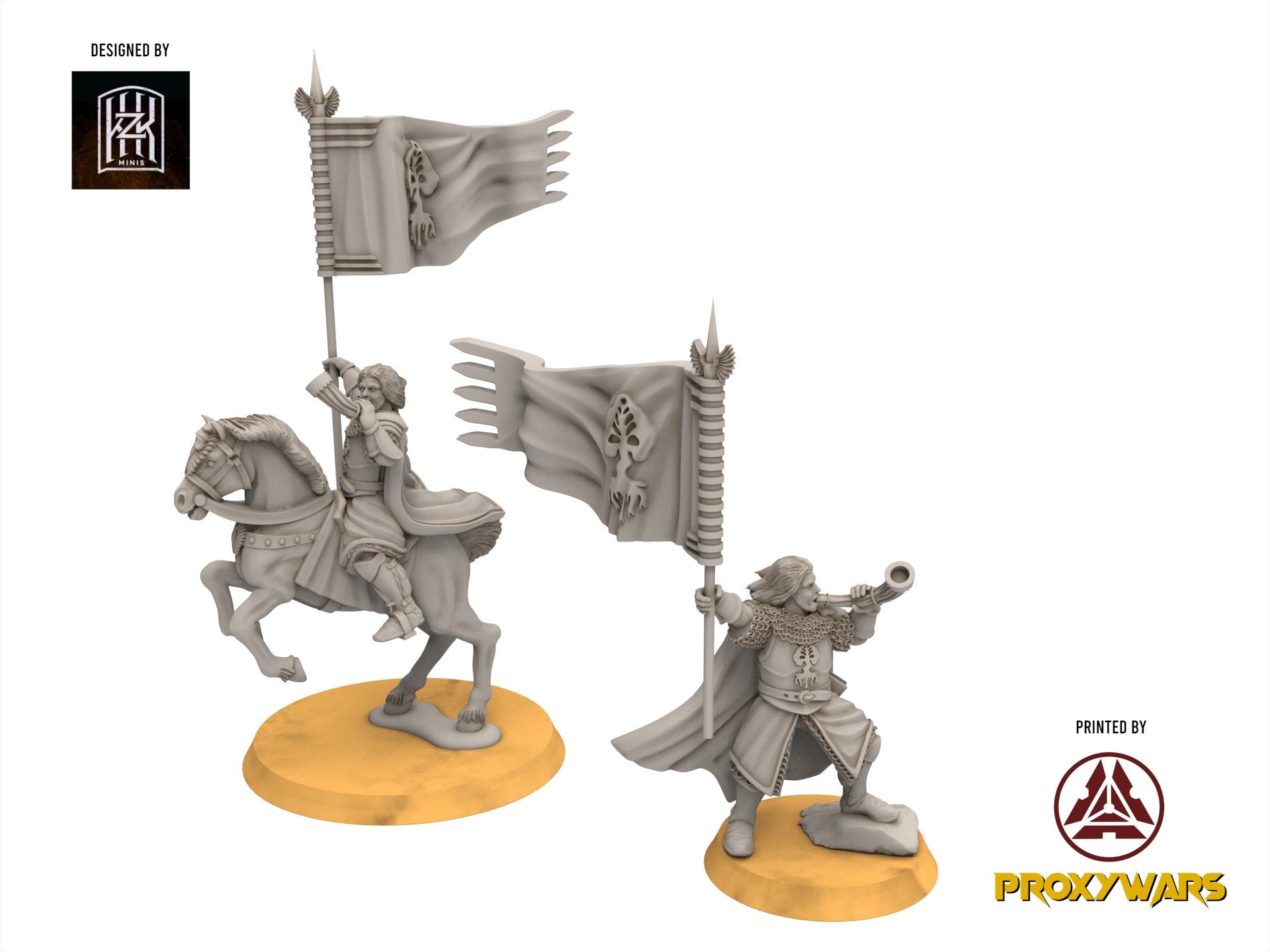 Gandor - Captain on Foot and Mounted, Defender of the city wall, miniature for wargame D&D, Lotr... Khurzluk Miniatures