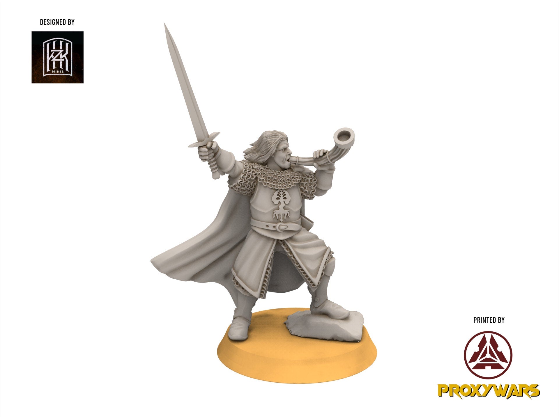 Gandor - Captain on Foot and Mounted, Defender of the city wall, miniature for wargame D&D, Lotr... Khurzluk Miniatures